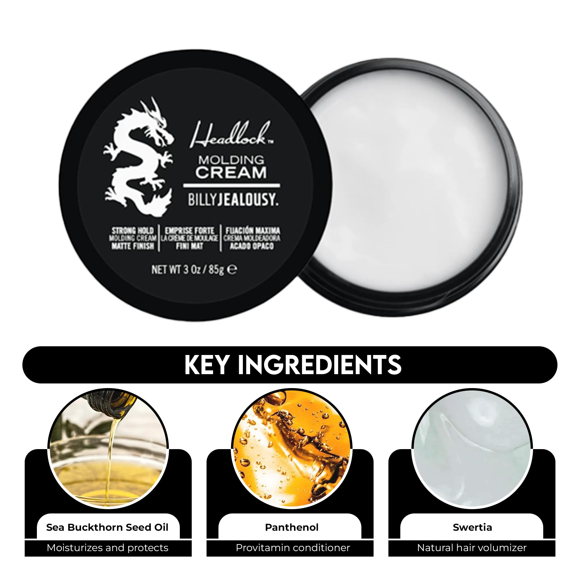 Billy Jealousy Headlock Hair Molding Cream, 3 Oz