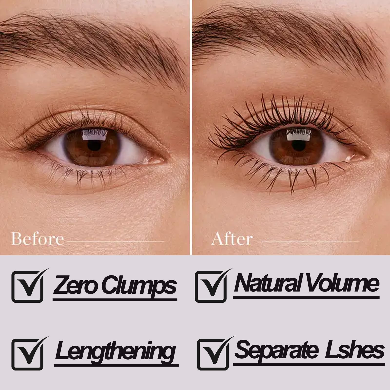 Black Washable Metal Mascara Wand, Waterproof Iron Wand Mascara, Natural Length Slim Volume Building Mascara, Long Lasting Smudg