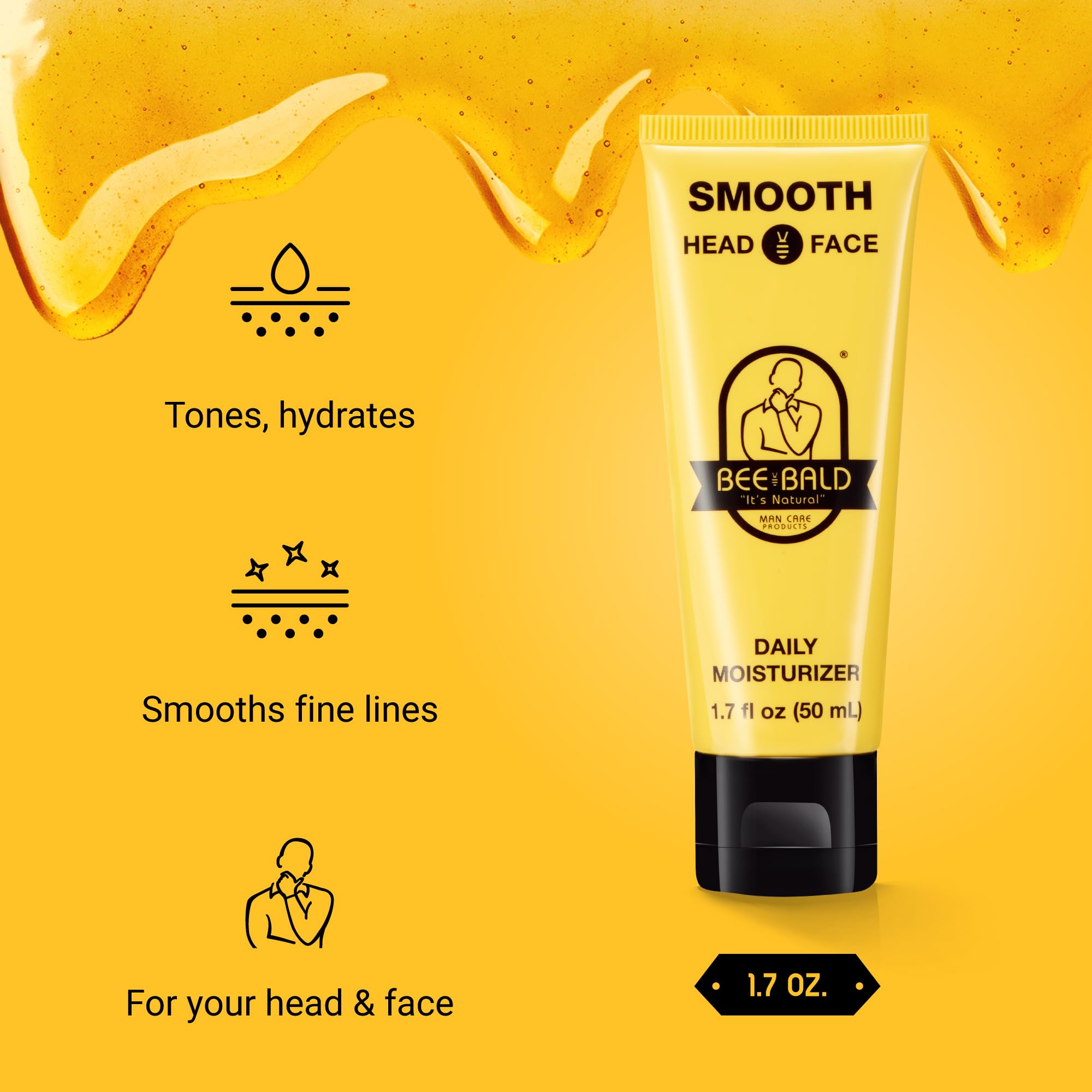 Bee Bald 2-Pack Smooth Daily Moisturizer Tones, Hydrates, Moisturizes & Smooths Away Fine Lines, Wrinkles & Dry Patches; Helps C