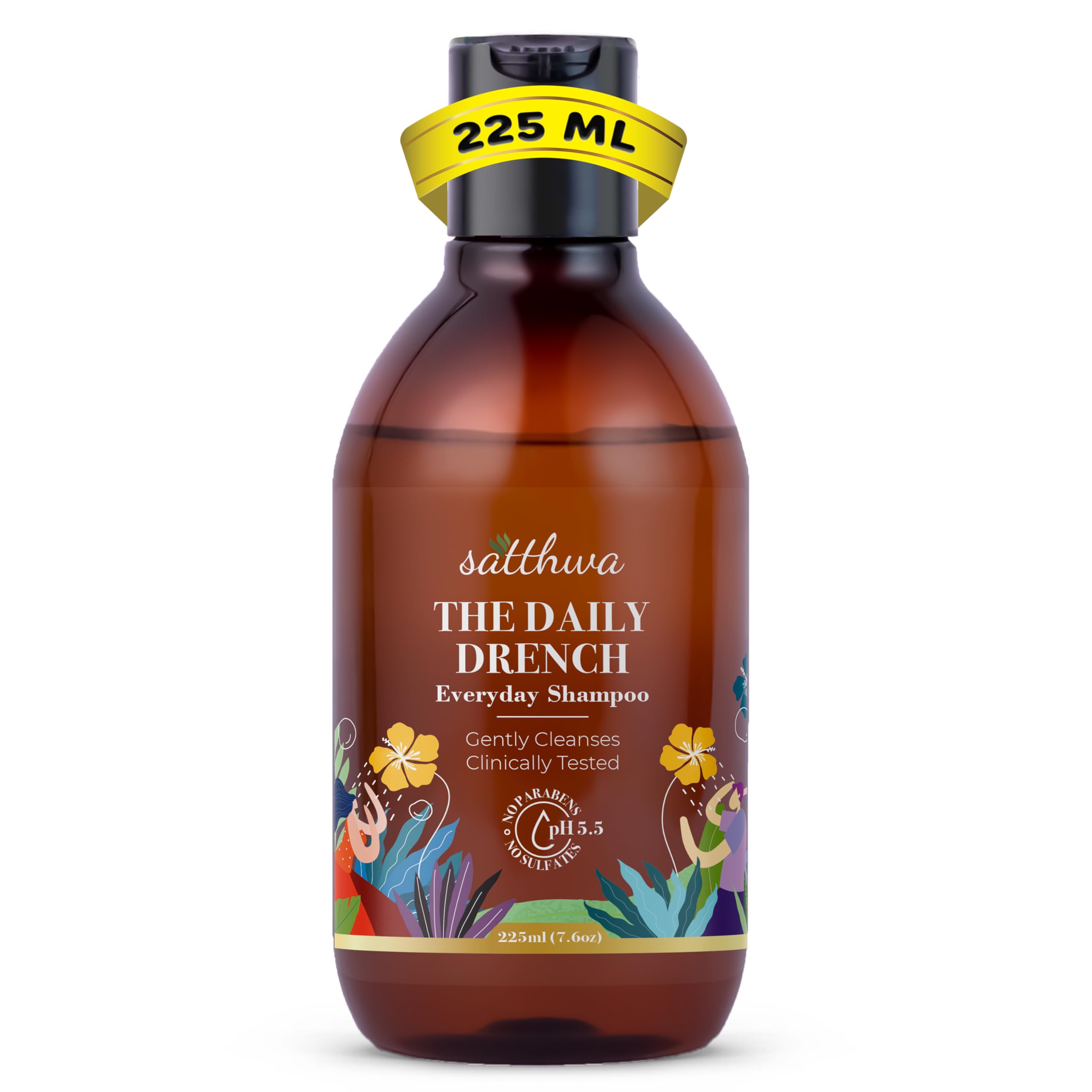 Satthwa Daily Drench - Everyday Mild Shampoo | Powered By Niacinamide | pH 5.5 | SLS & Paraben Free | All Hair Types | For Men &