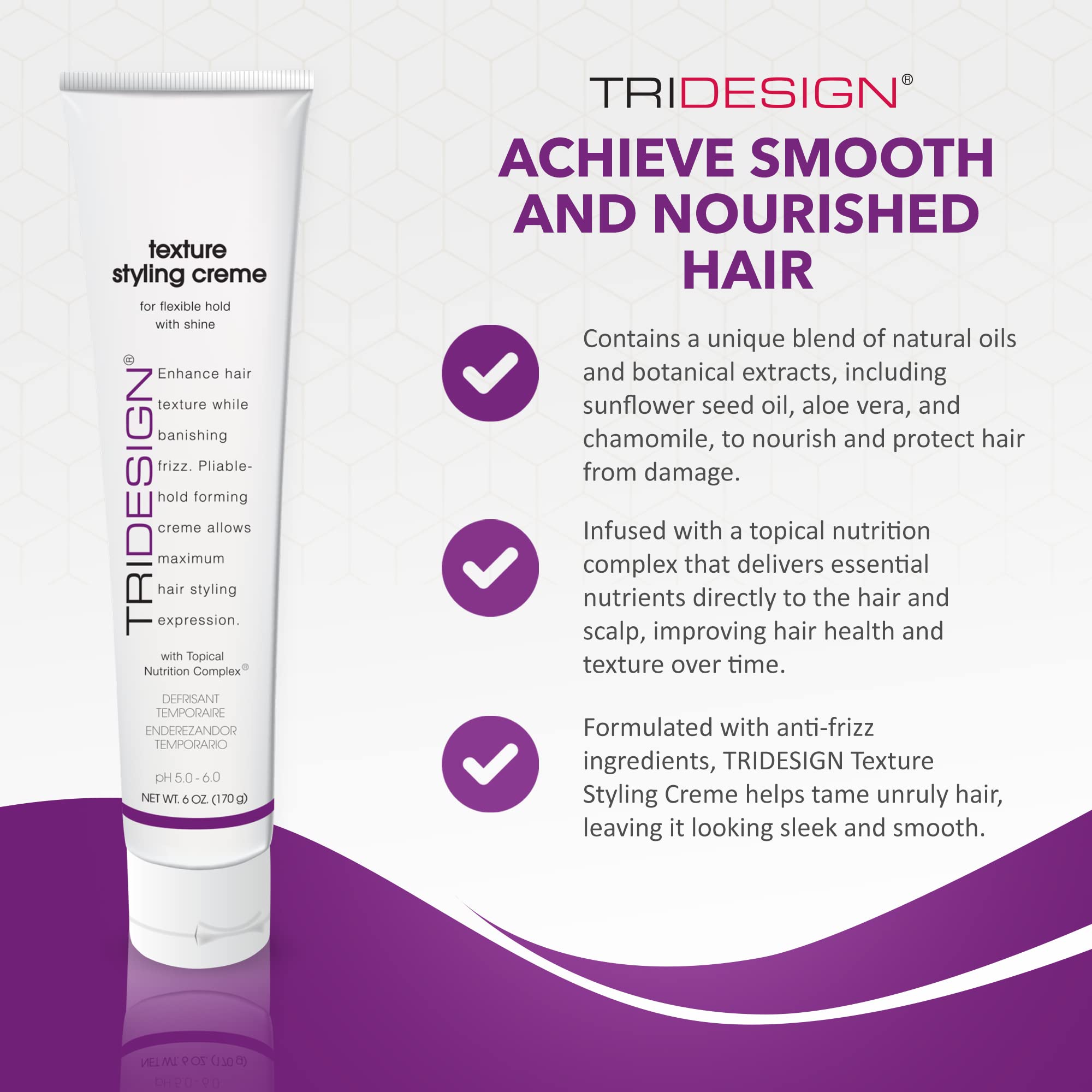 TRIDESIGN Texture Styling Creme with Topical Nutrition Complex - Hair Styling Products for Men and Women, Scented Smoothing Crea