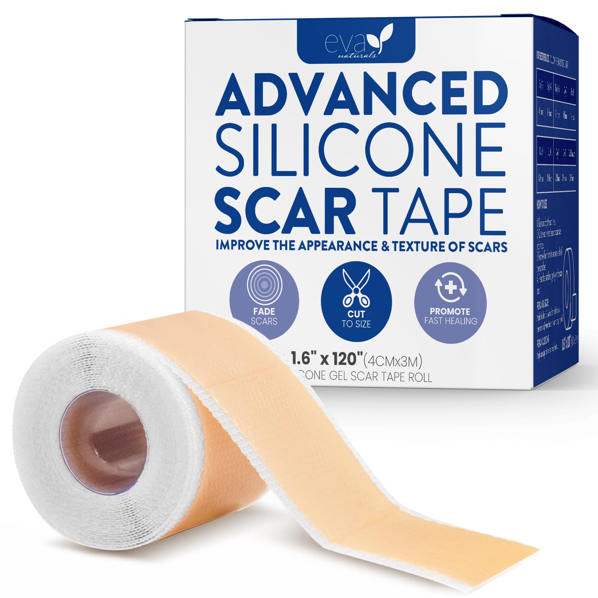 Soft, Medical Grade Silicone Tape For Scars (1.6    X 120   ) - Reduce The Appearance Of Surgical, C Section, Hypertrophy, Keloi