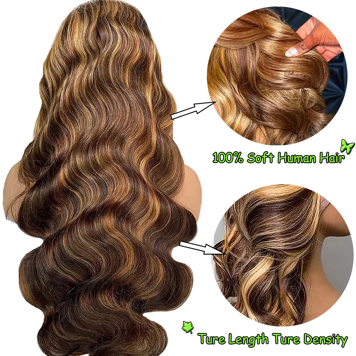 20 Inch Highlight Honey Blonde Lace Front Wig 13  6 Ombre P4/27 Highlight Colored Lace Front Wigs Human Hair Pre Plucked Bleache