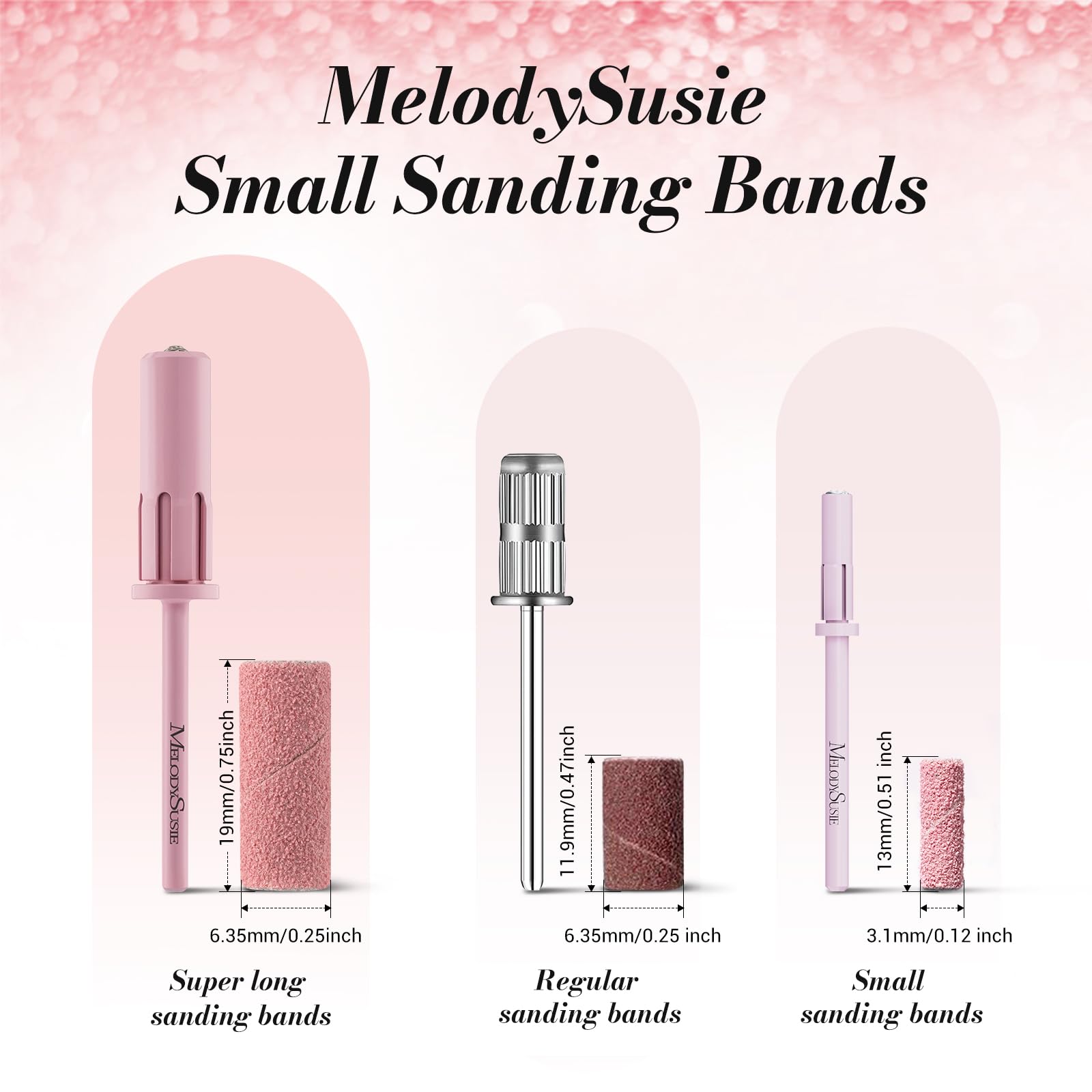Melodysusie 120 Pcs Nail Drill Bits Small Sanding Bands For 3.1Mm Mandrel Bit, 180 Fine Grit Nail File For Acrylic Nails Gel Man