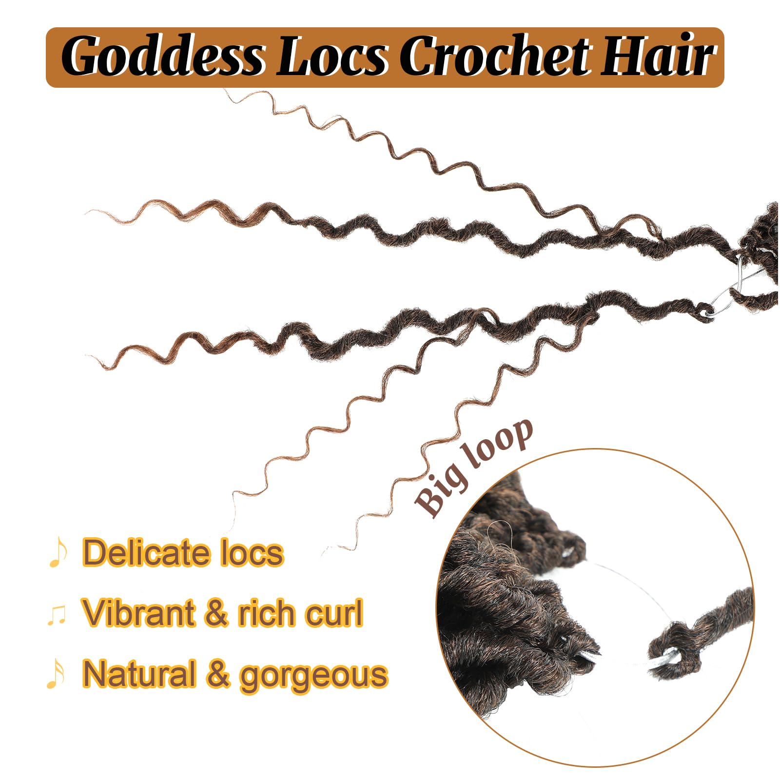 Forevery Goddess Locs Crochet Hair 22 Inch Faux Locs Crochet Hair 6 Packs Pre-Looped Crochet Hair For Black Women River Locs Cro