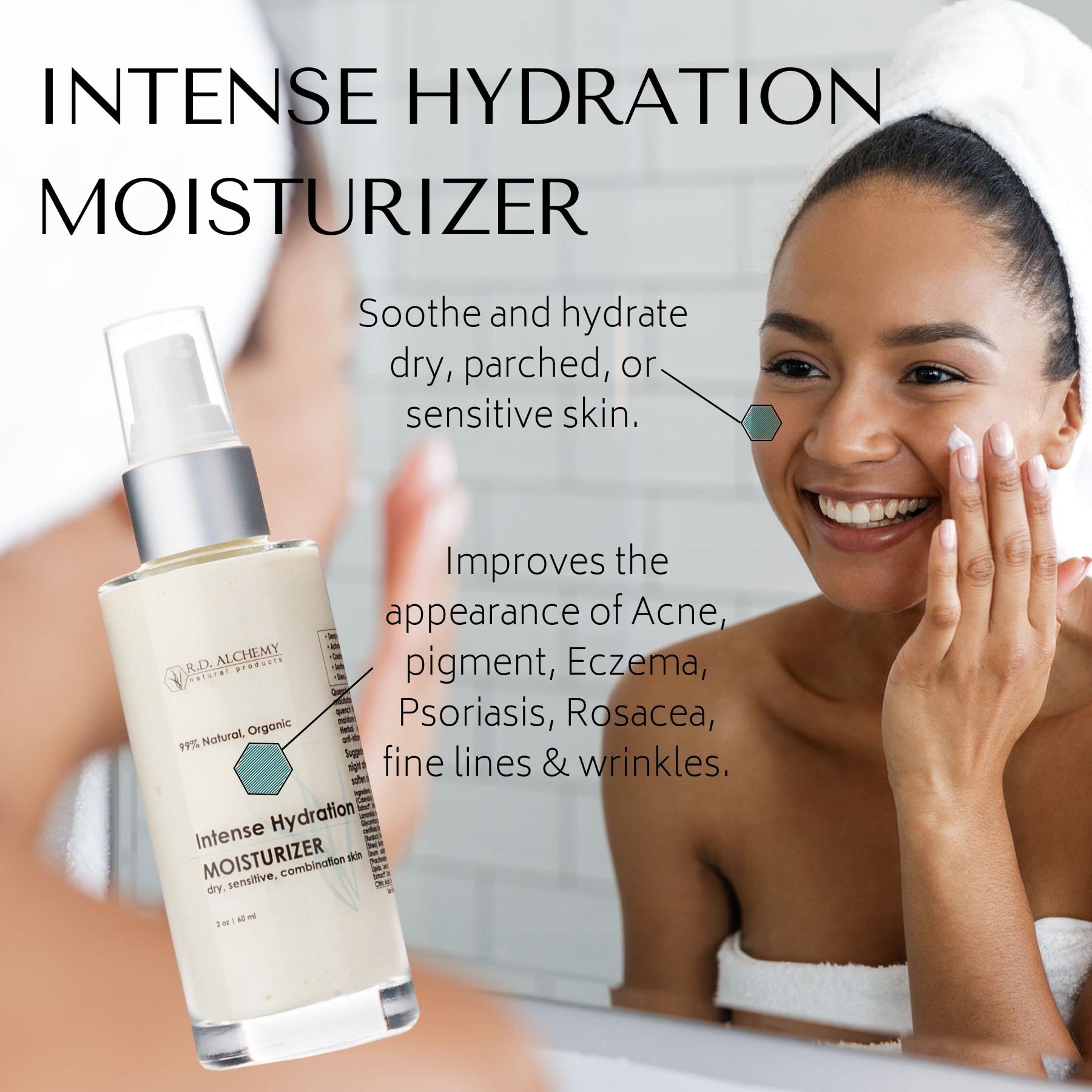 RD Alchemy - 99% Natural & Organic Intense Hydration Moisturizing Cream - Lightweight, deeply hydrating moisturizer for dry skin