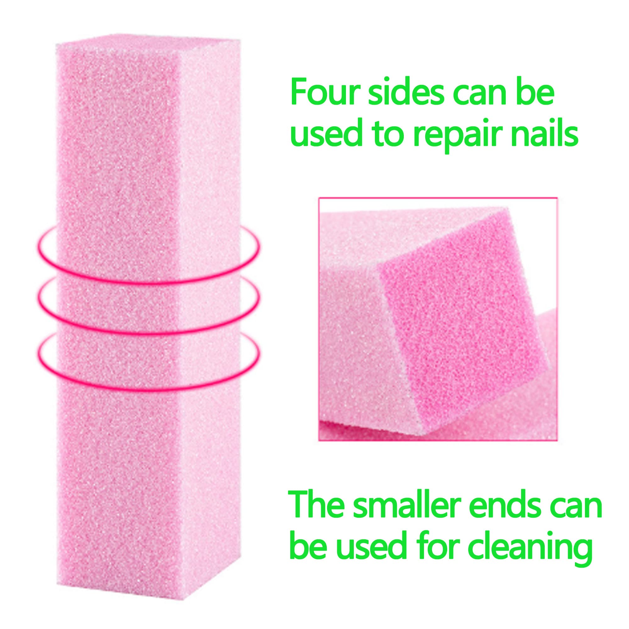 20 Pcs Nail Buffer Blocks With 4 Sides, 120 Grit Professional Pedicure Manicure Buffer Kits (Pink)