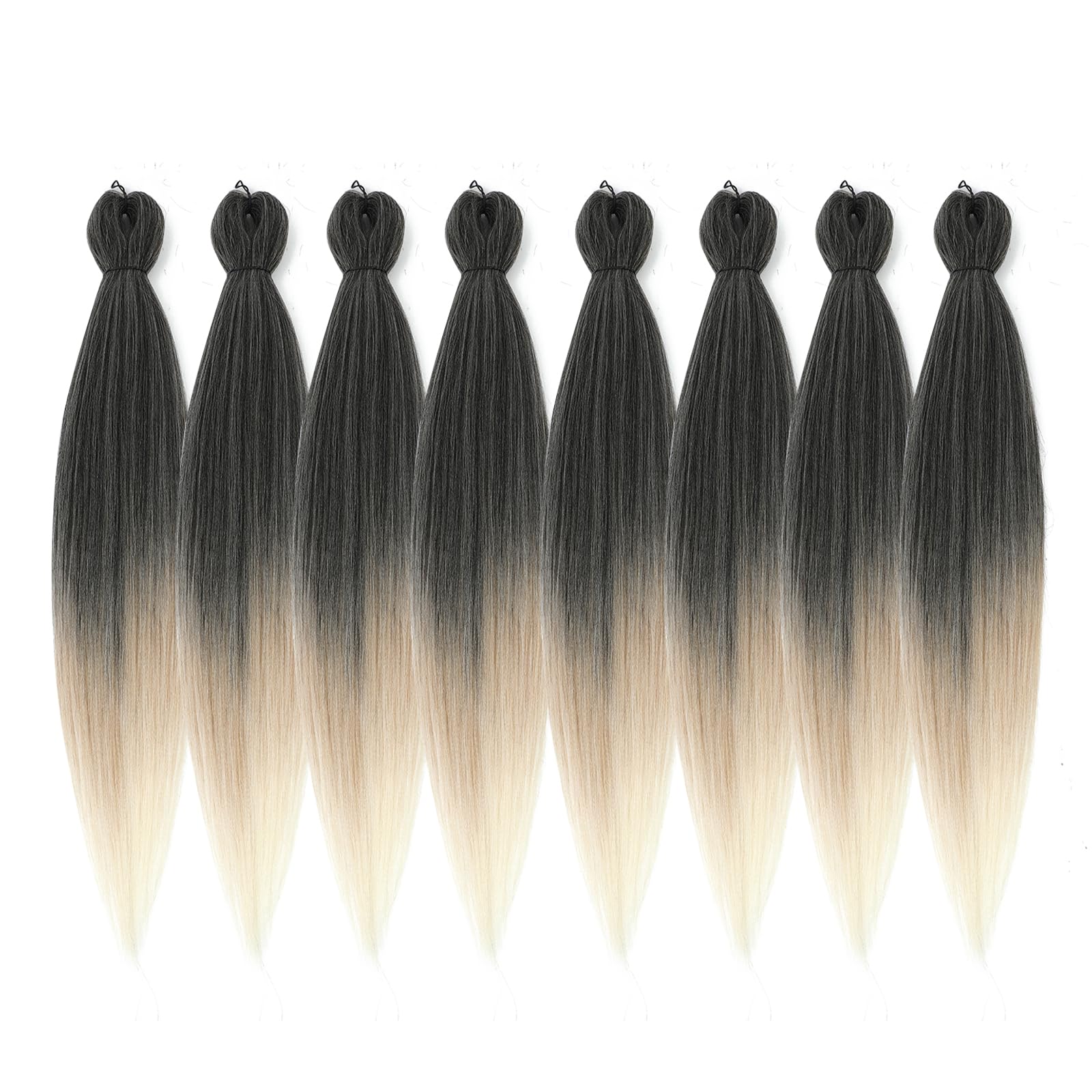 Difunee Pre-Stretched Braiding Hair - 24 Inch 8 Packs Ombre Blonde 3 Tones Long Braiding Hair For Twist Or Box Braids, Yaki Text