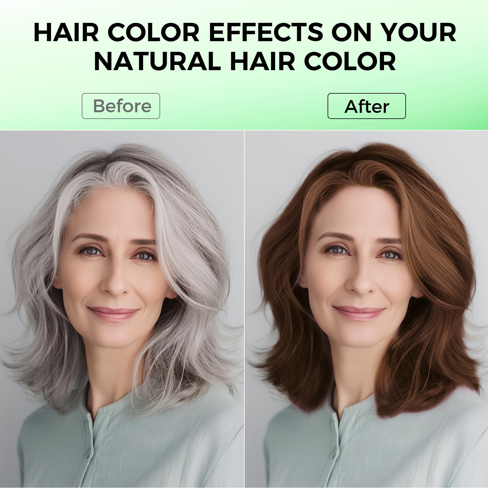 BELEZALIB Dark Brown Hair Dye Shampoo for Woman & Man, Argan Hair Color Shampoo 3 in 1, Semi-Permanent Gray Hair Coverage, Mild