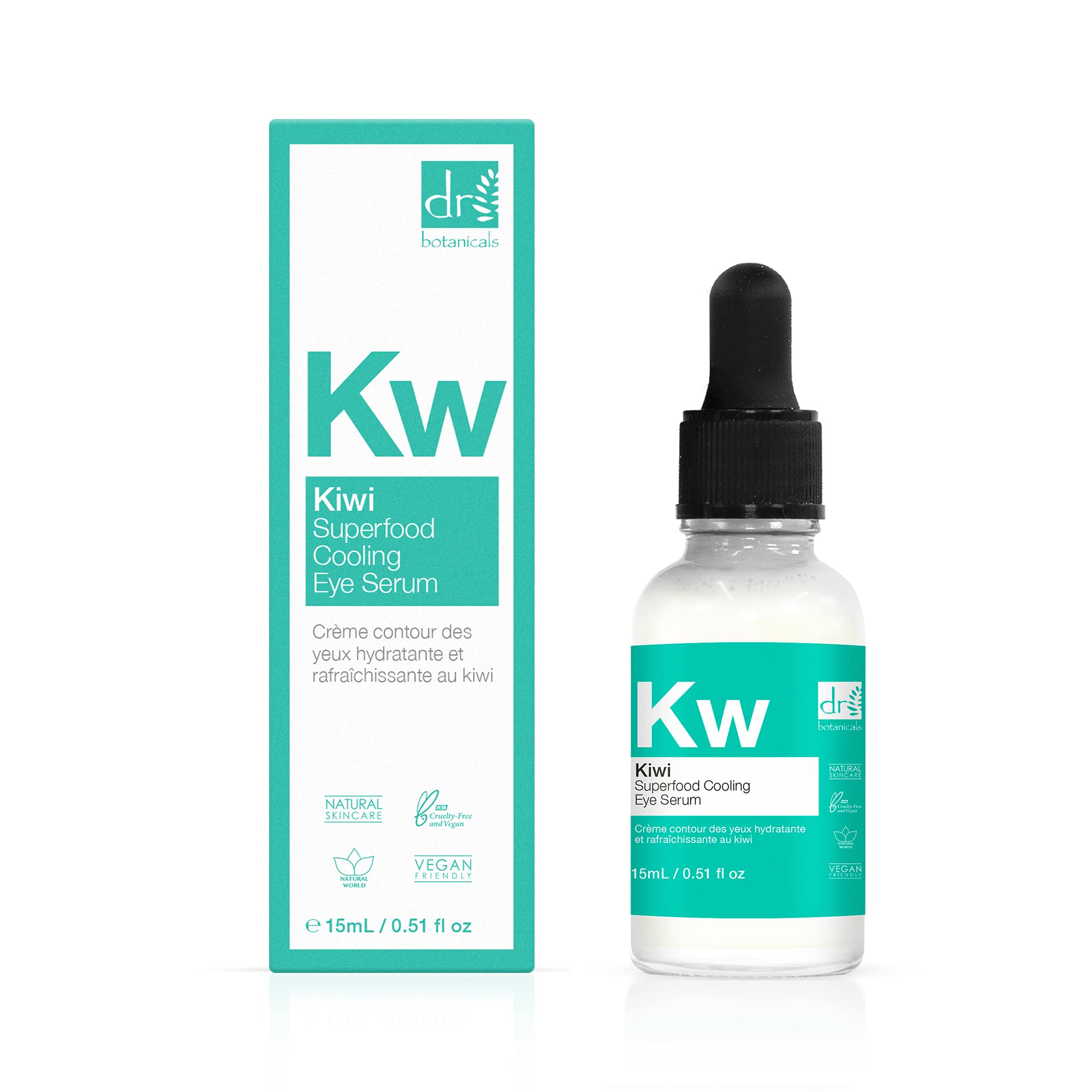 Dr Botanicals Refreshing Eye Cooling Serum with Vitamin C, Kiwi Fruit Oil to reduce Wrinkles, skin imperfections. Hydrating, Bri