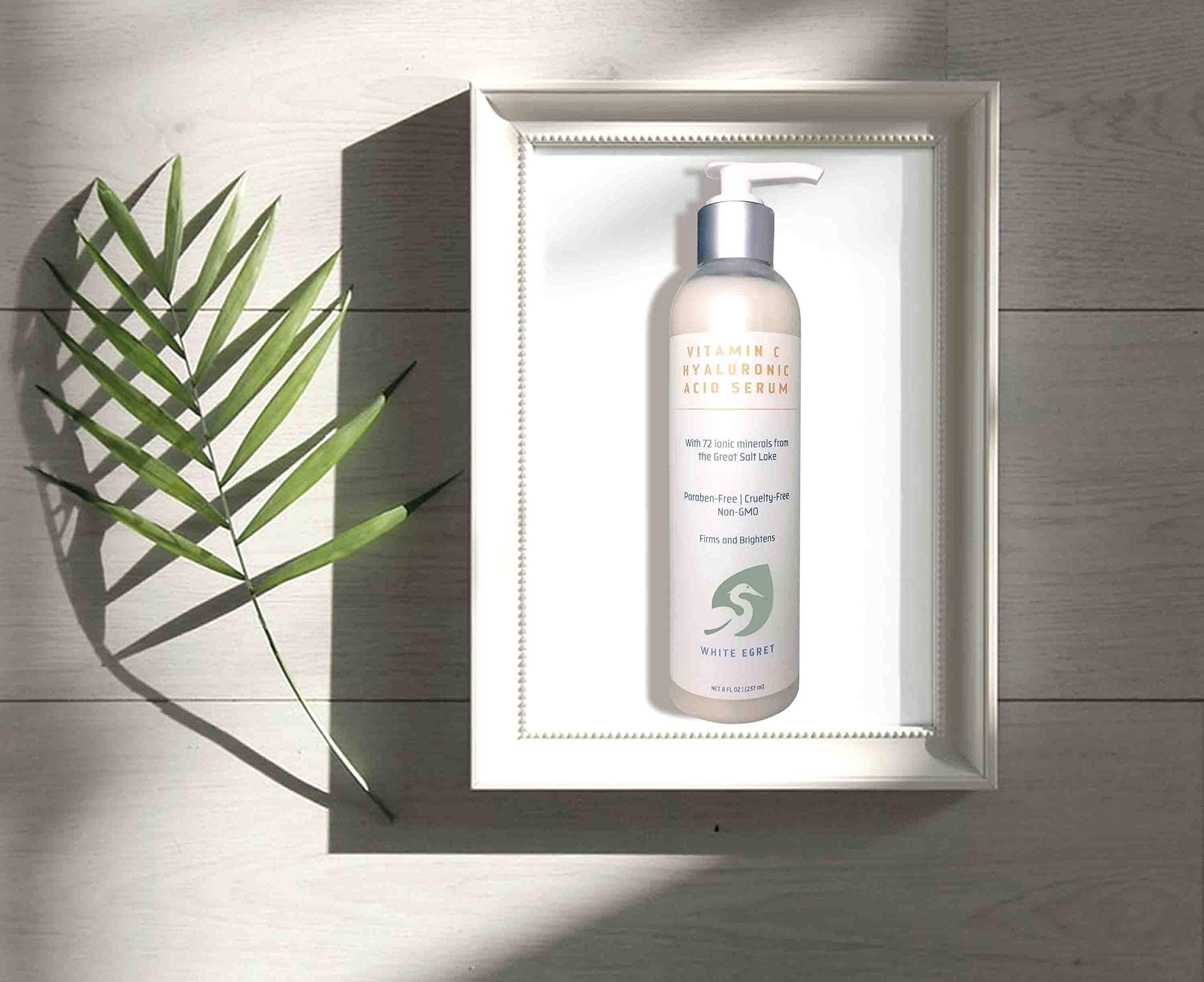White Egret Hyaluronic Acid With Vitamin C, 72 Ionic Minerals From The Great Salt Lake For Firming, And Brightening Skin, 8 Fl.