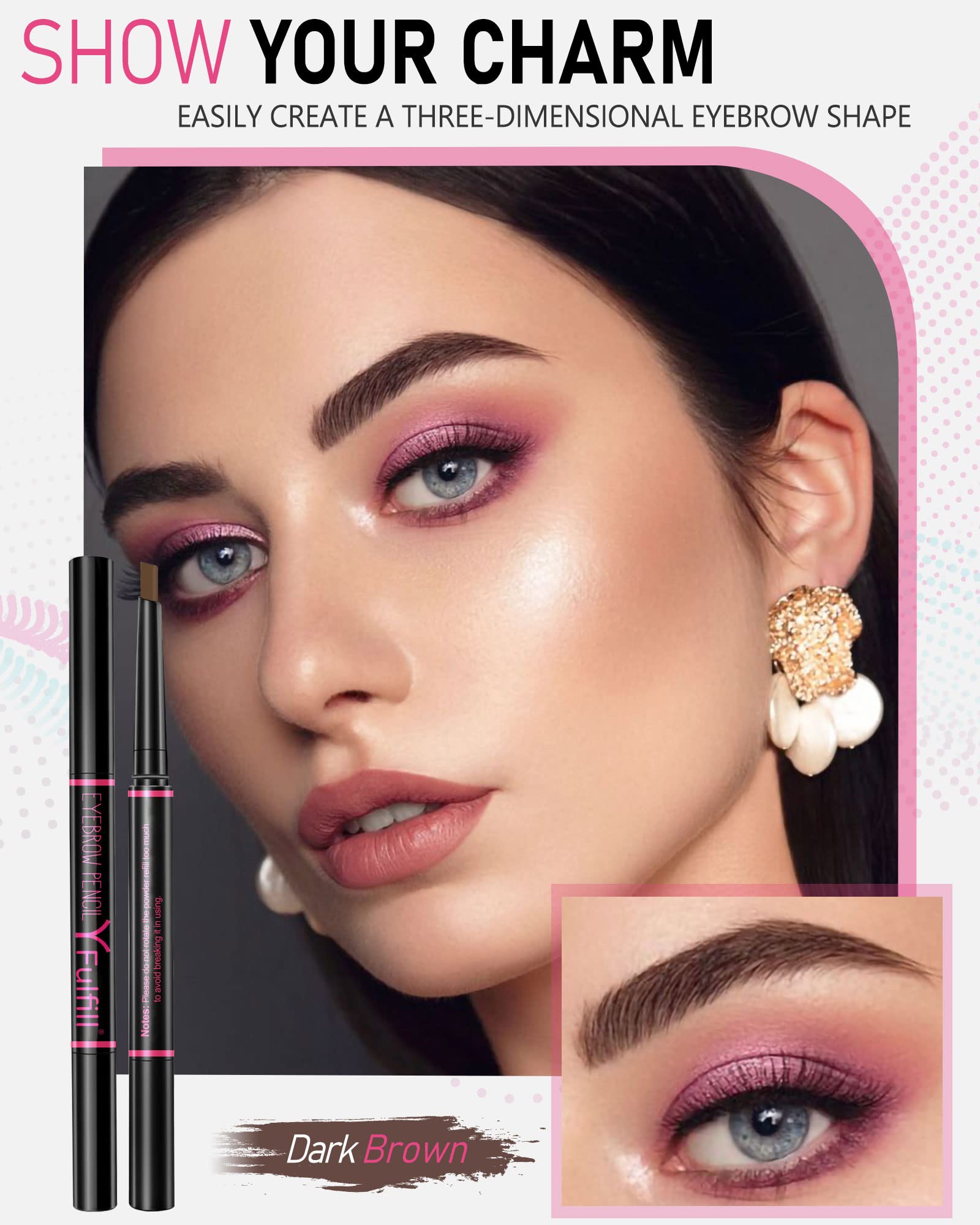 Yfulfill Eye Brow Pencils For Women Dark Brown Waterproof, Eyebrow Pencil Dark Brown Waterproof, Dark Brown Eyebrow Pencils For