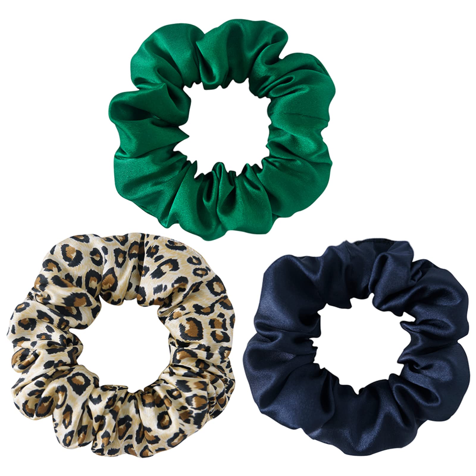 Silk Scrunchies For Hair, 3 Pack, 100% Mulberry Silk Hair Ties, 19 Momme, Natural Silk Elastic Hair Bands For Women And Girls'Ha