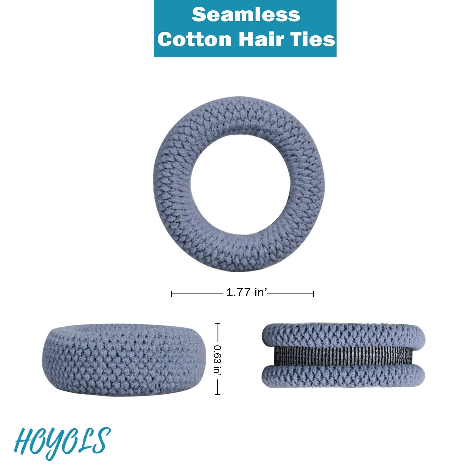 HOYOLS Large Thick Hair Ties, Large Cotton Stretch, Ponytail Holder Seamless Hair Bands Scrunchies Accessories for Women Mens Ha