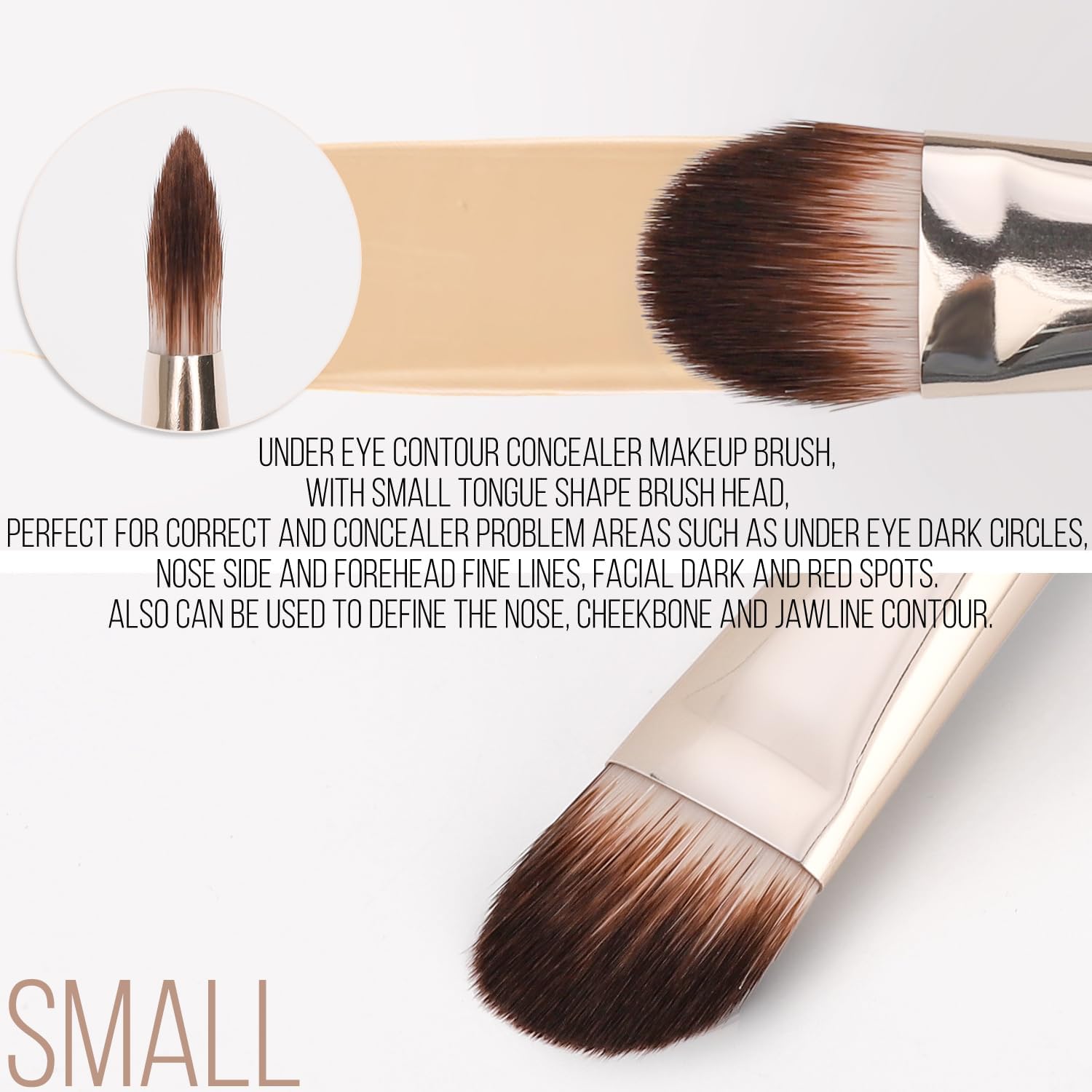 Kingmas 2Pcs Foundation Makeup Brush, Premium Under Eye Nose Contour Brush, Flat Tongue-Shape Concealer Makeup Brush For Liquid