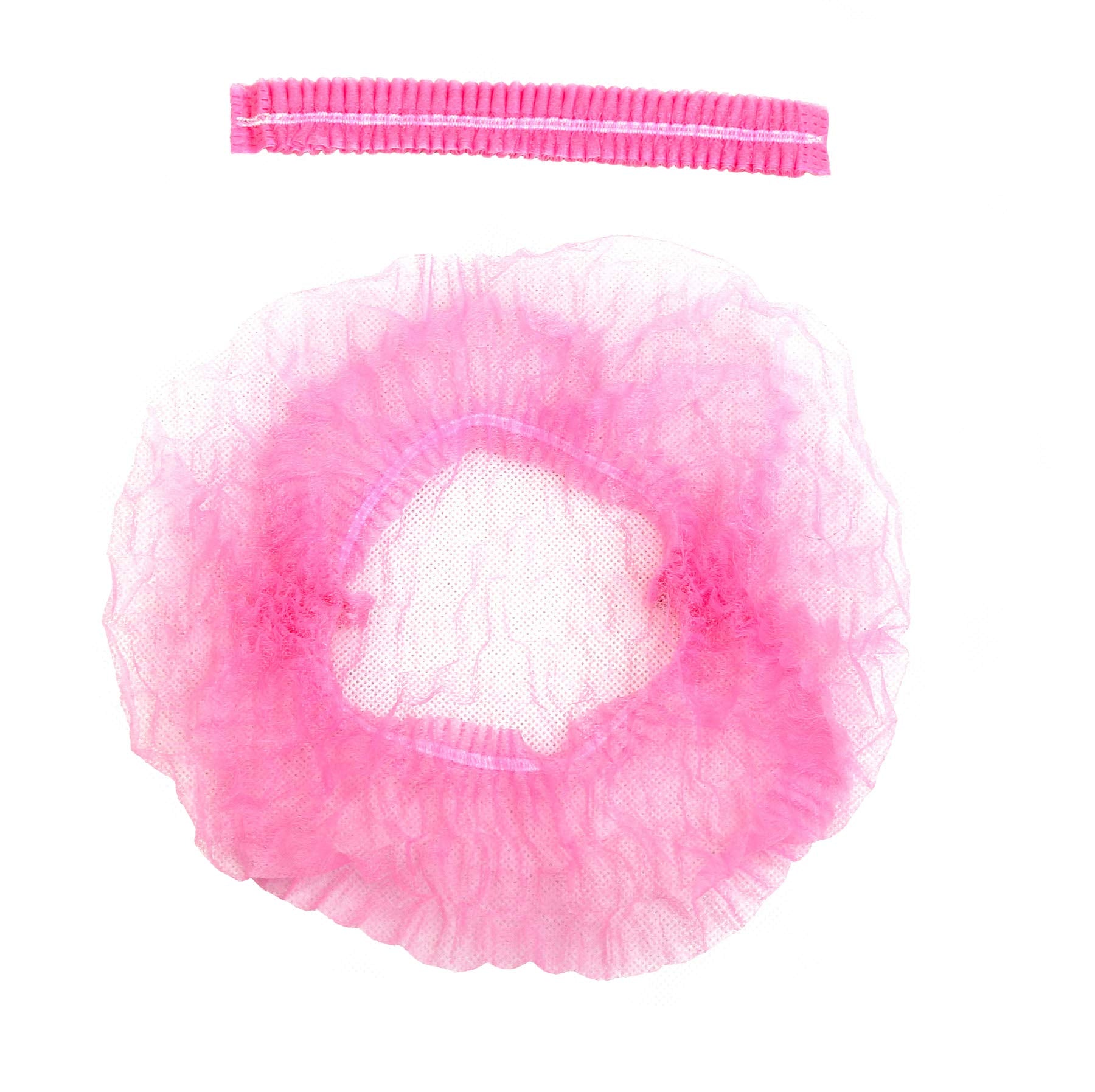 ProtectX 500-Pack Pink Disposable Hair Nets, Elastic Head Cover, Bouffant Caps, Sanitation Head Cover for Food Service, Spa Men