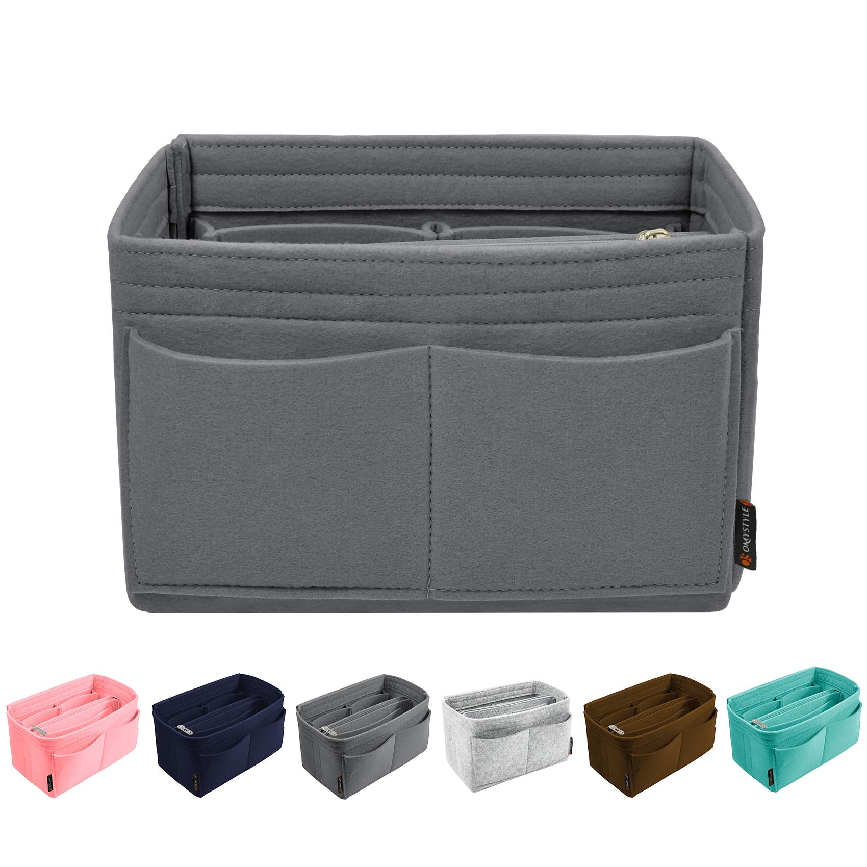 OMYSTYLE Darkgrey X-Large Purse Organizer Insert for Handbags, Felt Bag Organizer for Tote & Purse, Tote Bag Organizer Insert wi