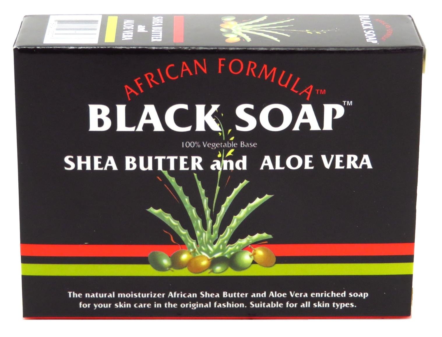 African Formula Black Soap 3.5 Ounce Shea Butter & Aloe Vera (103ml) (3 Pack)
