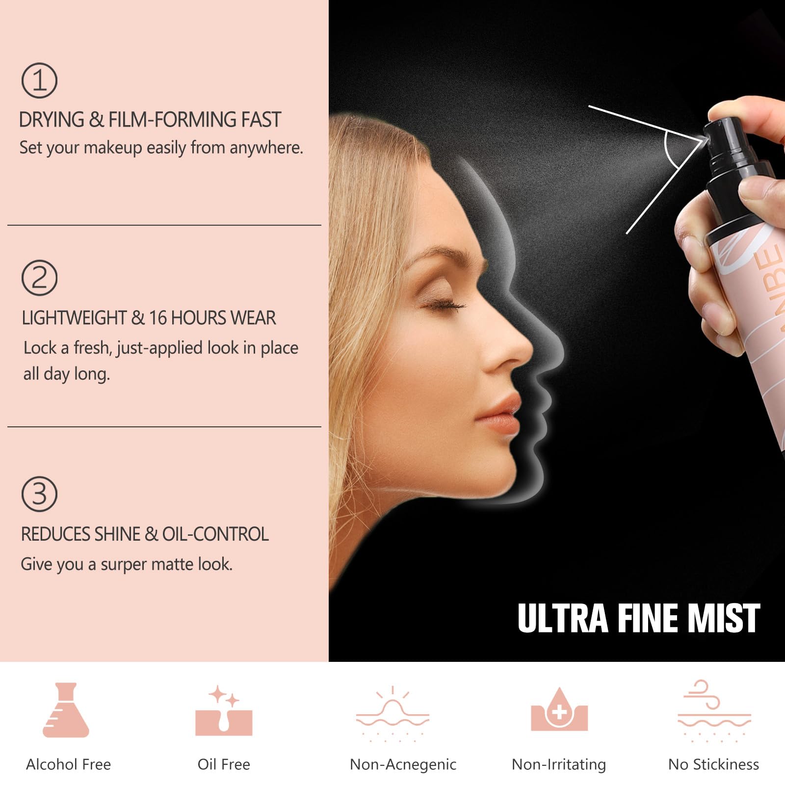 Ucanbemakeup Long Lasting Makeup Setting Spray Kit - 3.38 Fl Oz Super Matte Finish Setting Mist Lightweight Face Make Up Fixer F