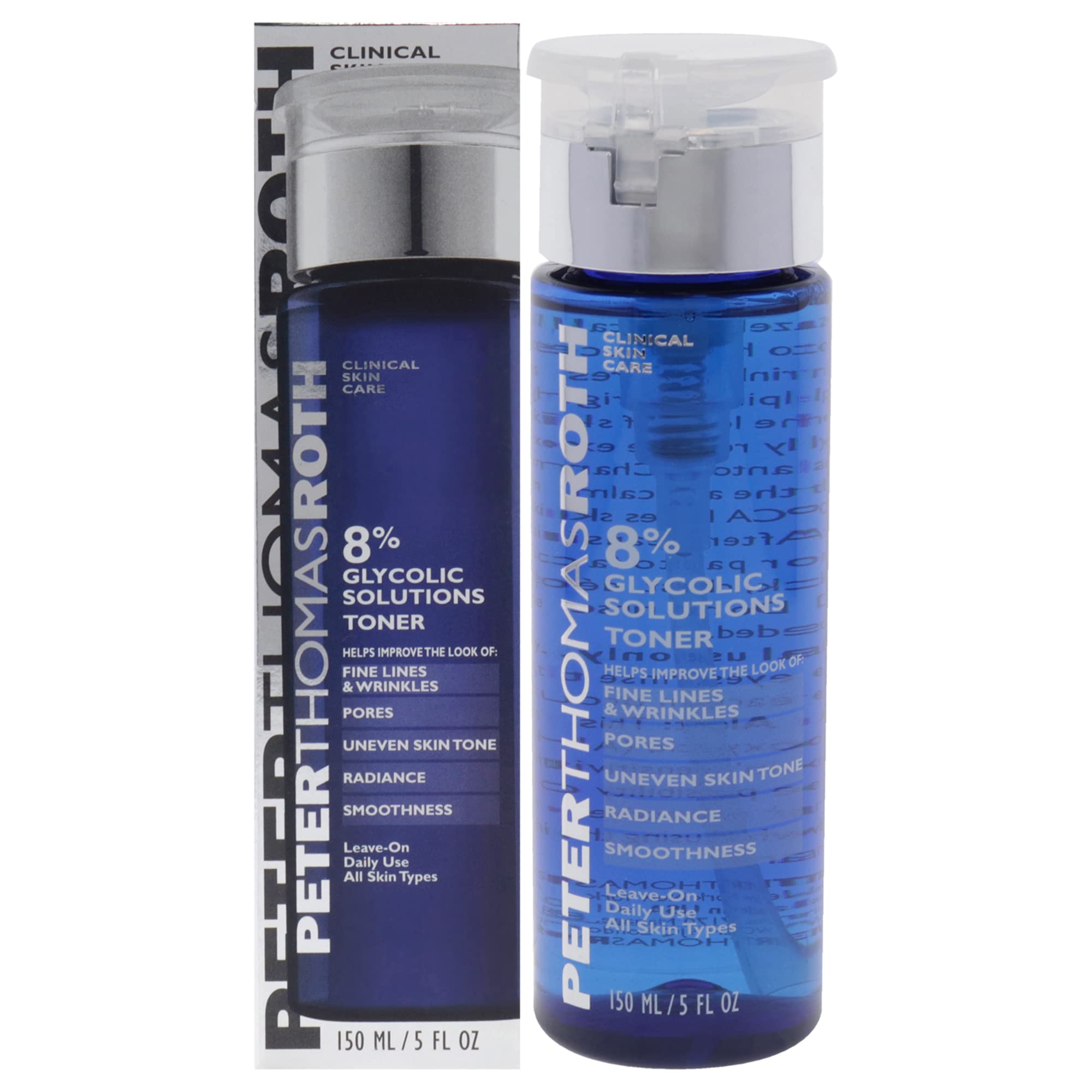Peter Thomas Roth 8% Glycolic Solutions Toner, Exfoliating Toner with Glycolic Acid and Witch Hazel, Helps Brighten, Clarify and