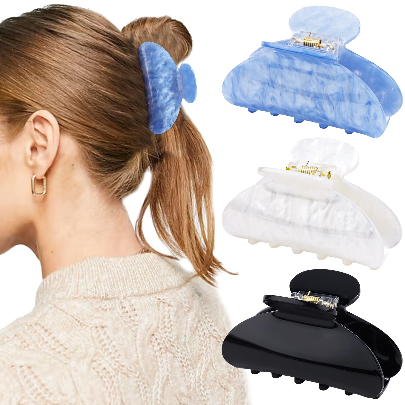 Canitor Hair Claw Clips for Women Acrylic Marbled Hair Clips for Thick Thin Hair Emi Cute Hair Accessories Preppy Teen Girl Gift