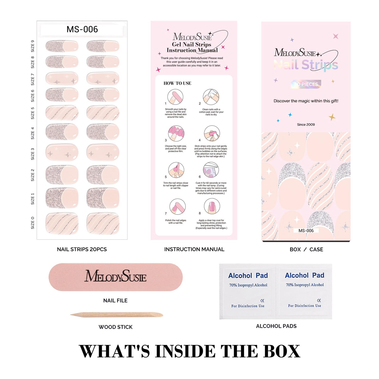 Melodysusie Semi Cured Gel Nail Strips (Christmas Vibe)- Works With Nail Lamp, Salon-Quality, Long Lasting, Easy To Apply & Remo