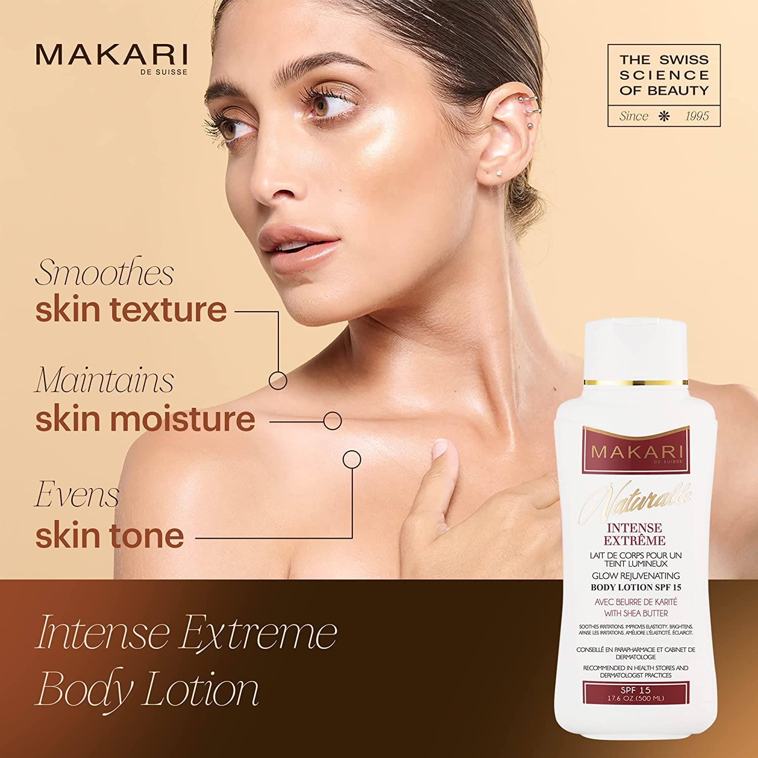 Makari Naturalle Intense Extreme Body Lotion Spf15 (17.6 Oz) | Toning Body Lotion For Dry To Normal Skin Types | Brightens Compl