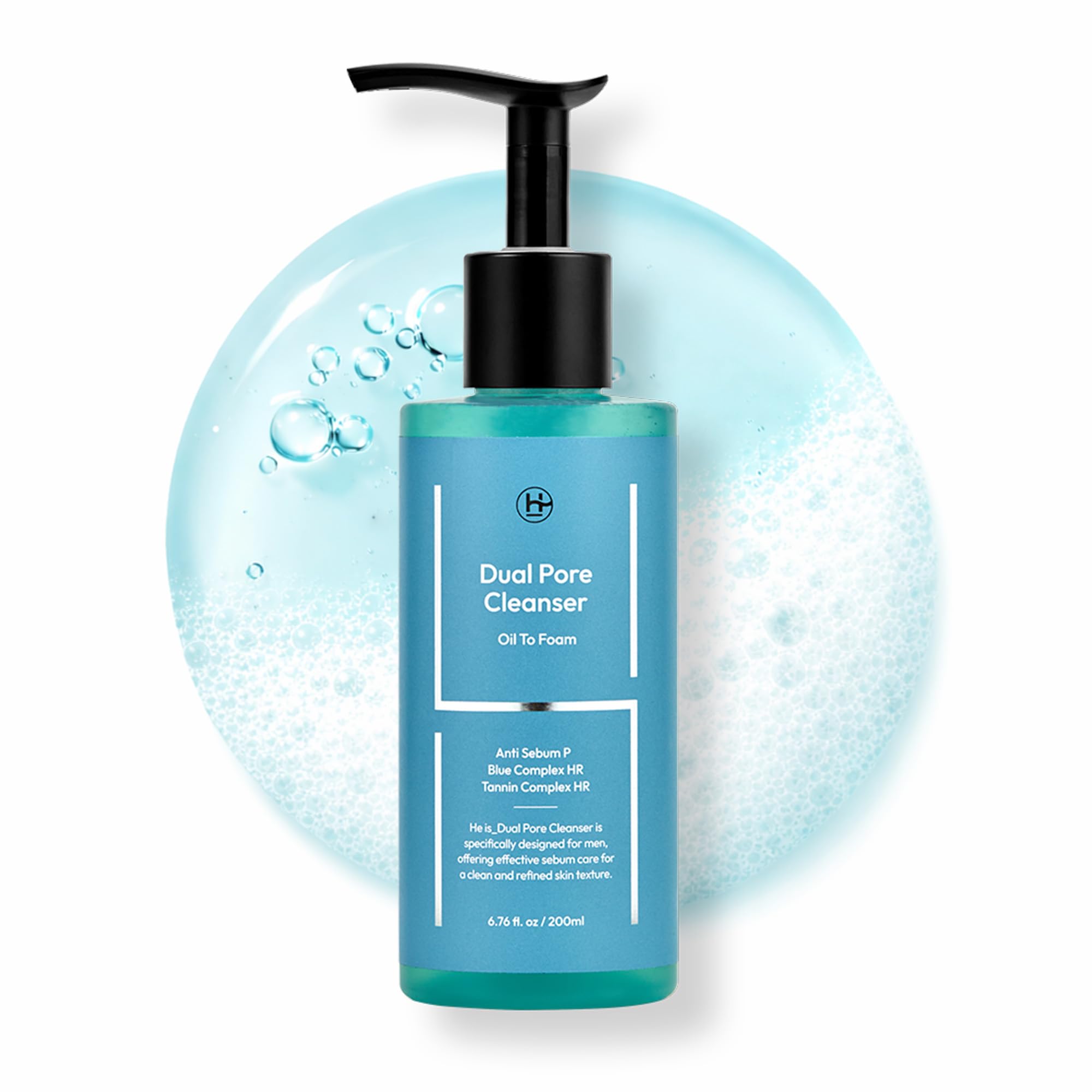 LAB BY He is_ Salicylic Acid Face Wash for Blackheads, Oil-to-Foam Foaming Pore Minimizing Cleanser, Daily Face Wash for Oily Sk