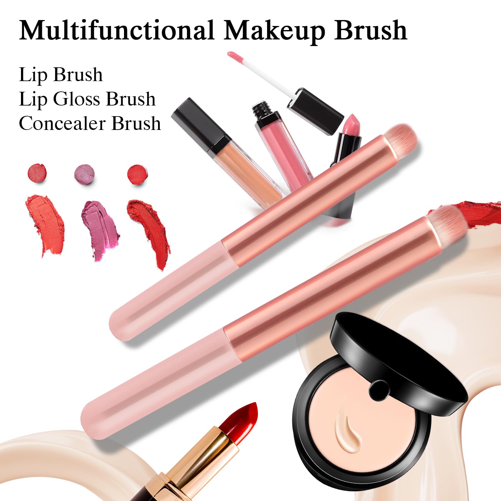 Lip Brush Lip Smudge Brushes Lipstick Brush With Tubes 3Pcs Lip Gloss Applicator Wands Lip Brushes Multi-Purpose Lip Makeup Brus