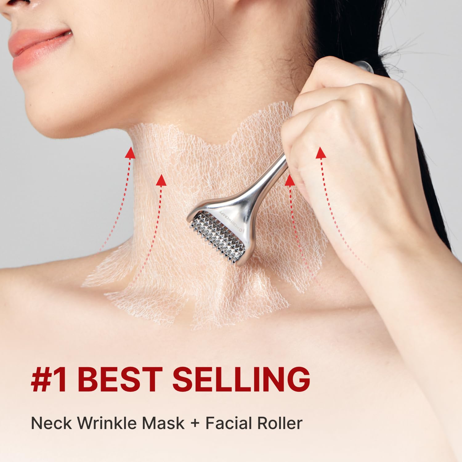 Meditherapy Wrinkle Fit Neck Masks 7Ea + Face Roller, Neck Wrinkle Collagen Patches, Facial Massage Tool, V Line Lifting, Tighte