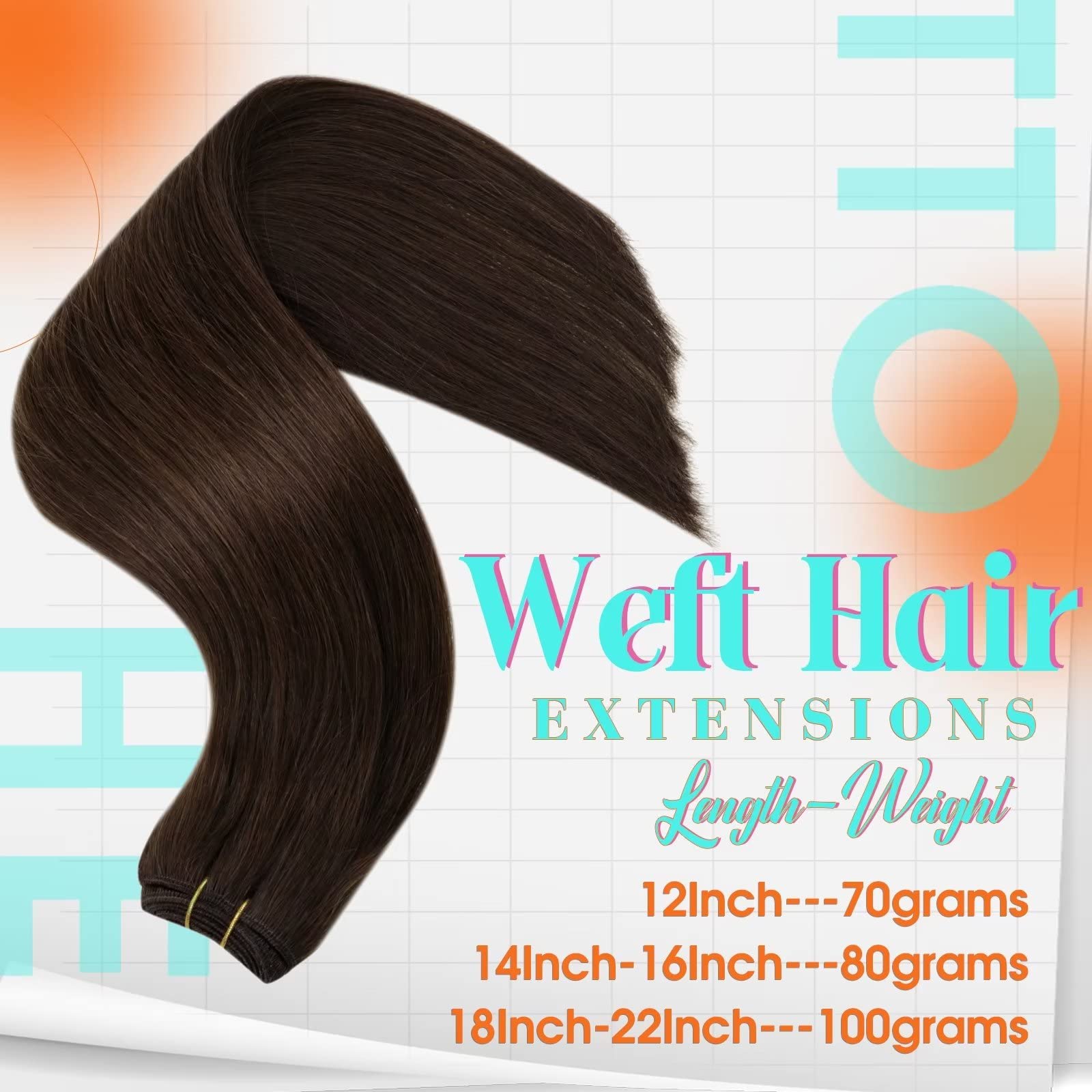 Hetto Brown Sew in Weft Hair Extensions Human Hair 12 Inch 70g #2 Brown Human Hair Weft Extensions Brazilian Hand Tied Human Hai