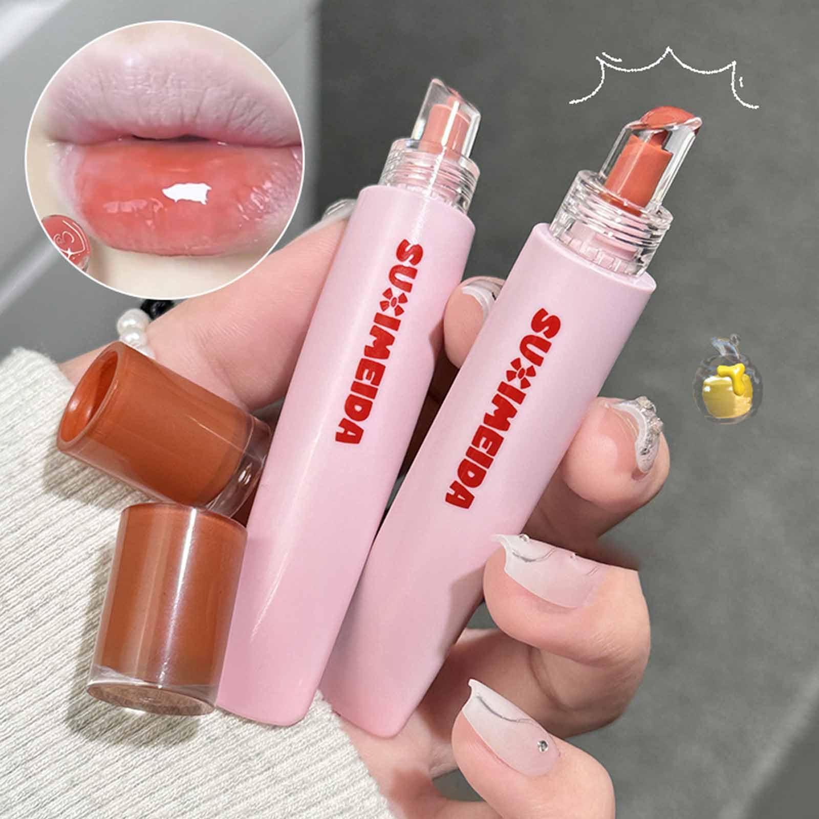 KTouler 6Pcs Hydrating Lip Gloss Set,Glossy Highly Pigmented Lang Lasting Waterproof Pink Red Cute Lip Gloss Lip Tint Stain for