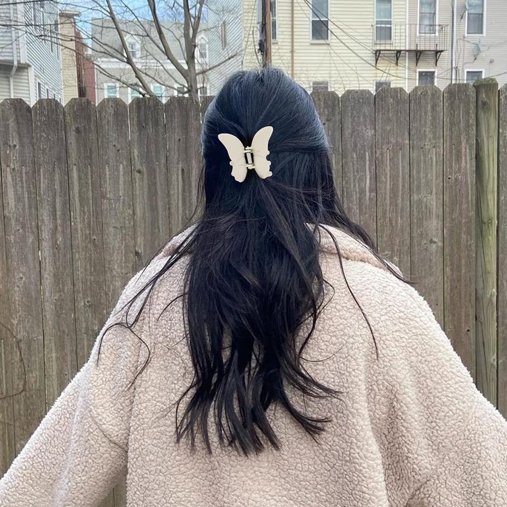 ATODEN Butterfly Hair Clips Butterfly Clips Hair Claw Clips for Girls 2.6'' Hair Clips for Women 4Pcs Claw Clip Matte Hair Claws