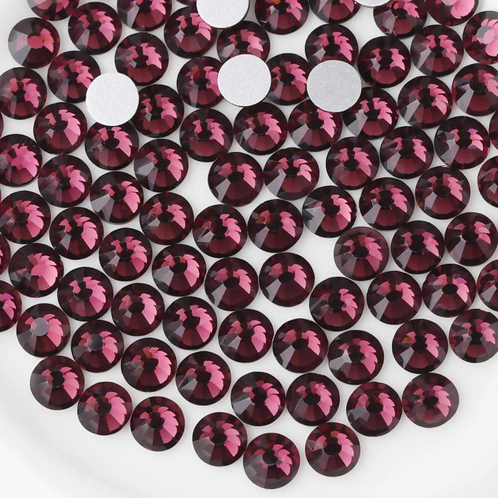 Beadsland 2880Pcs Flat Back Crystal Rhinestones Round Gems For Nail Art And Craft Glue Fix, Amethyst, Ss20,4.6-4.8Mm