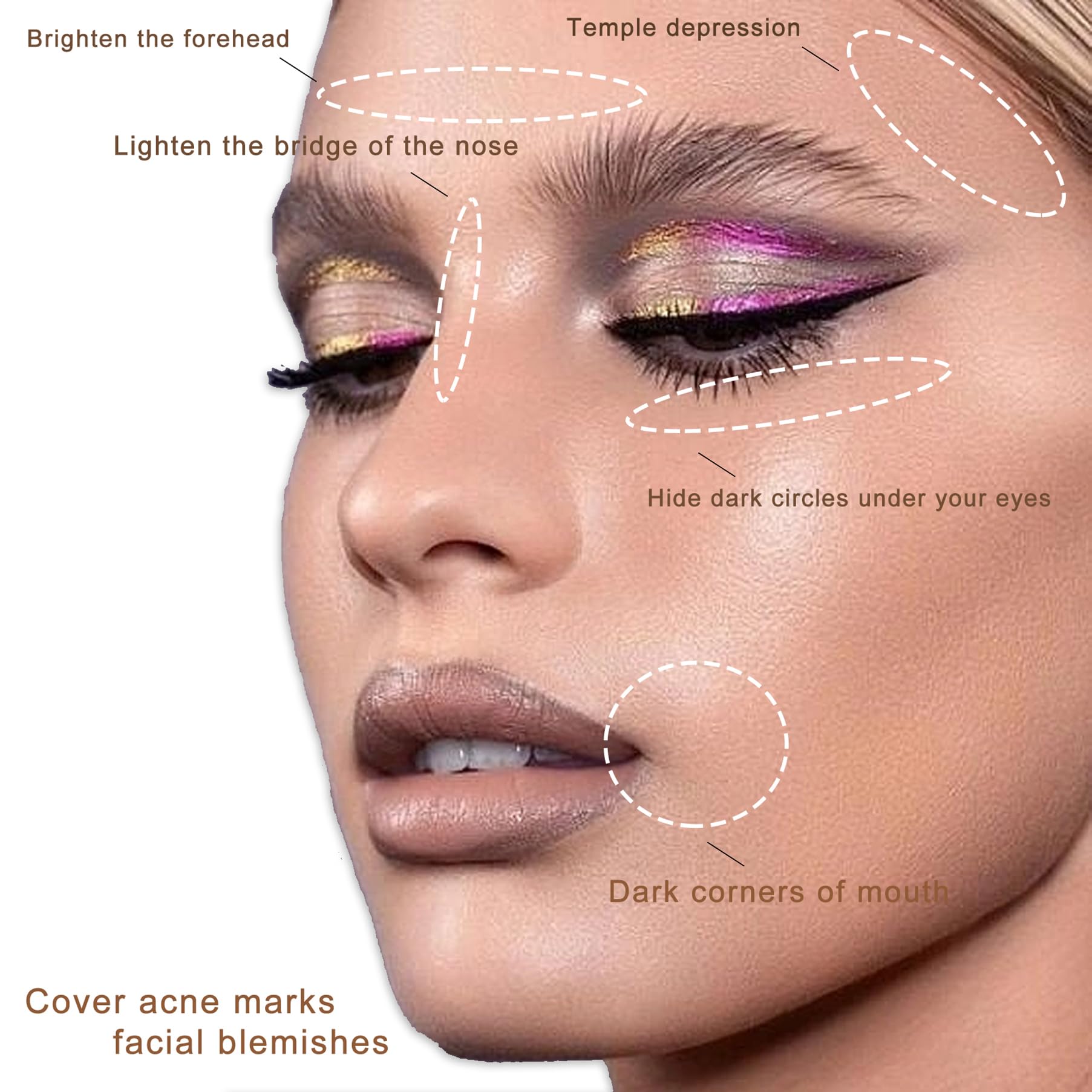 Vodisa Cream Concealer Corrector Correcting Contour Makeup Set Under Eye Concealer Cream Kit For Dark Circles And Blemish 7