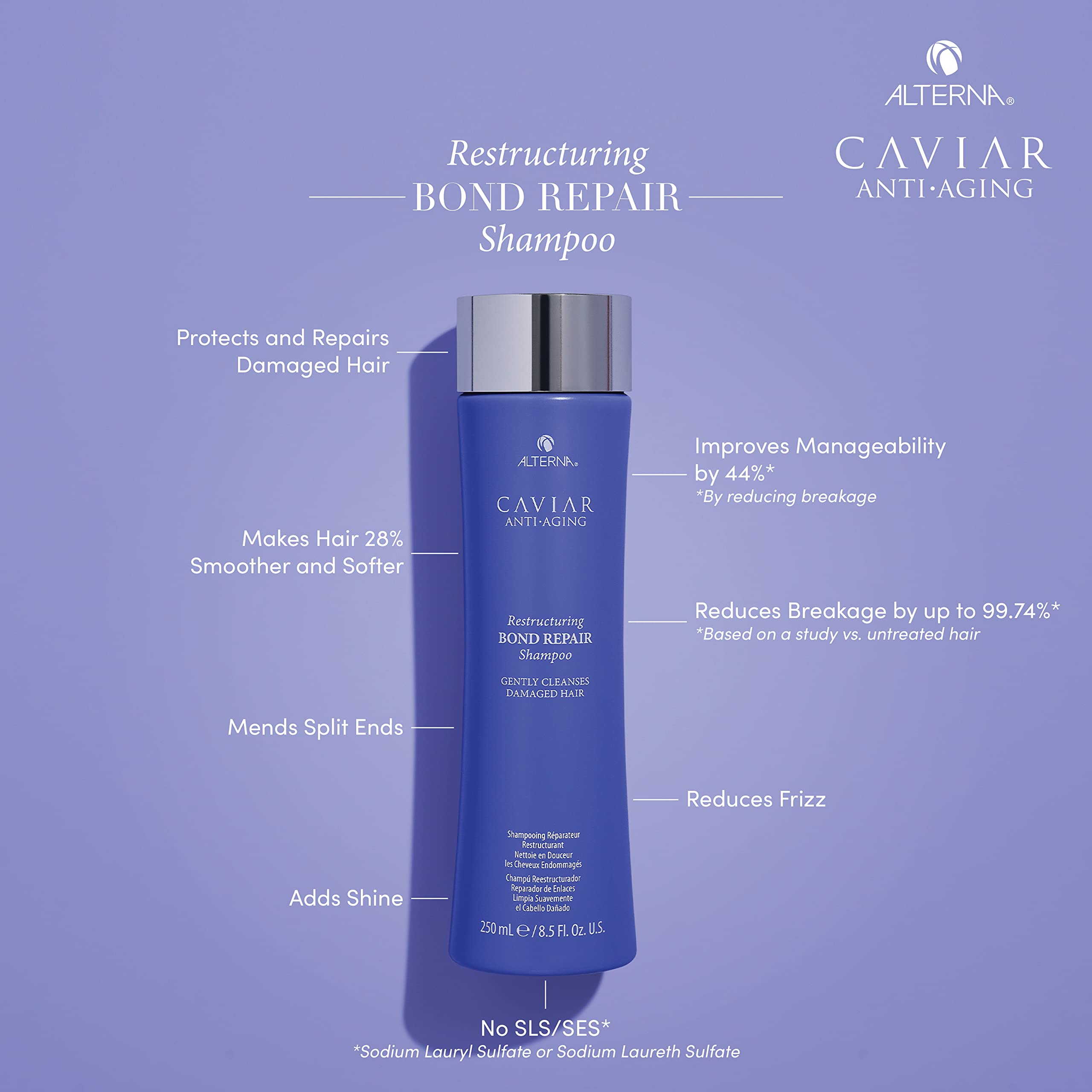CAVIAR Anti-Aging Restructuring Bond Repair Shampoo 33.8 Fl Oz | For Brittle, Damaged and Split Ends | Repairs, Strengthens & Pr