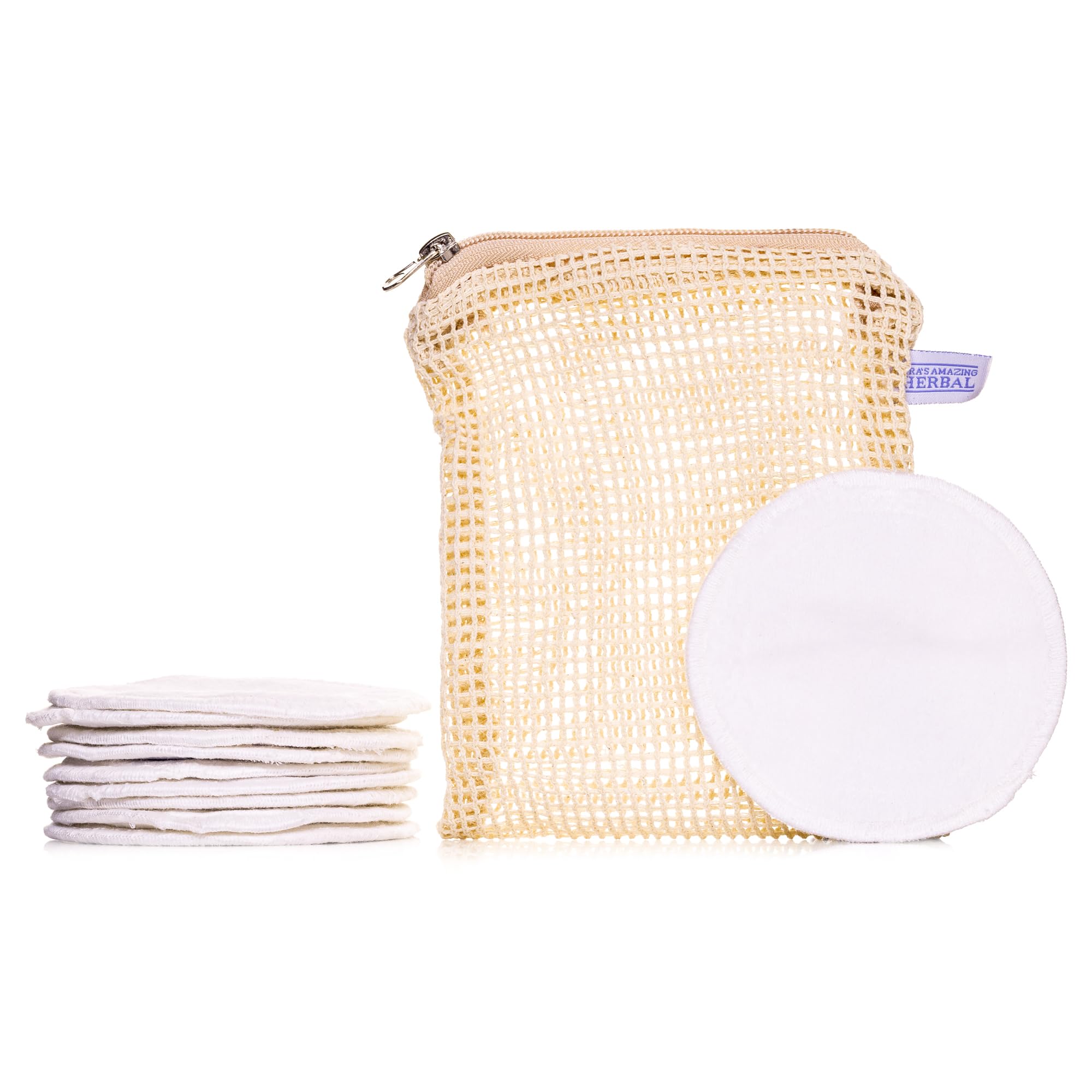 Reusable Cotton Pads for face, Reusable Cotton Rounds for Facial Cleansing, Bamboo, Reusable Makeup Remover Pads for face in Org