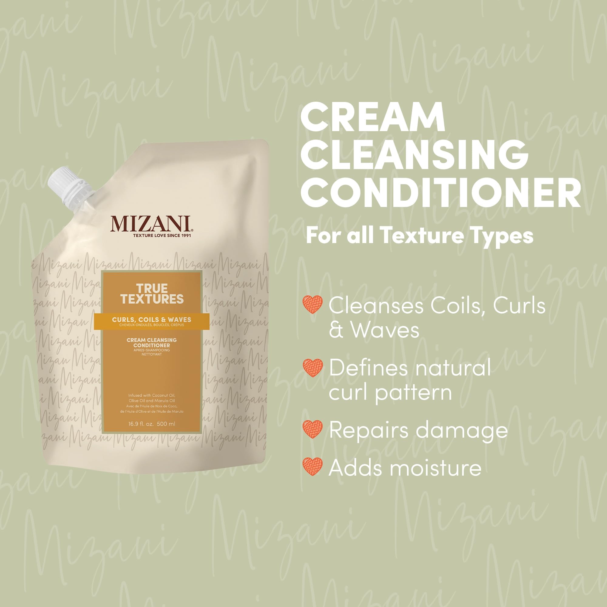 Mizani True Textures Cream Cleansing Conditioner, 16.9 Fl Oz