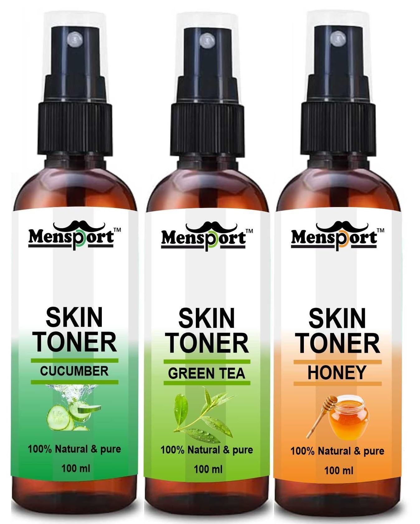 Mensport Cucumber, Green Tea & Honey Face Mist Skin Toner For Face | Pure & Natural Face Toner For Men & Women Pack Of 3 Of 100 