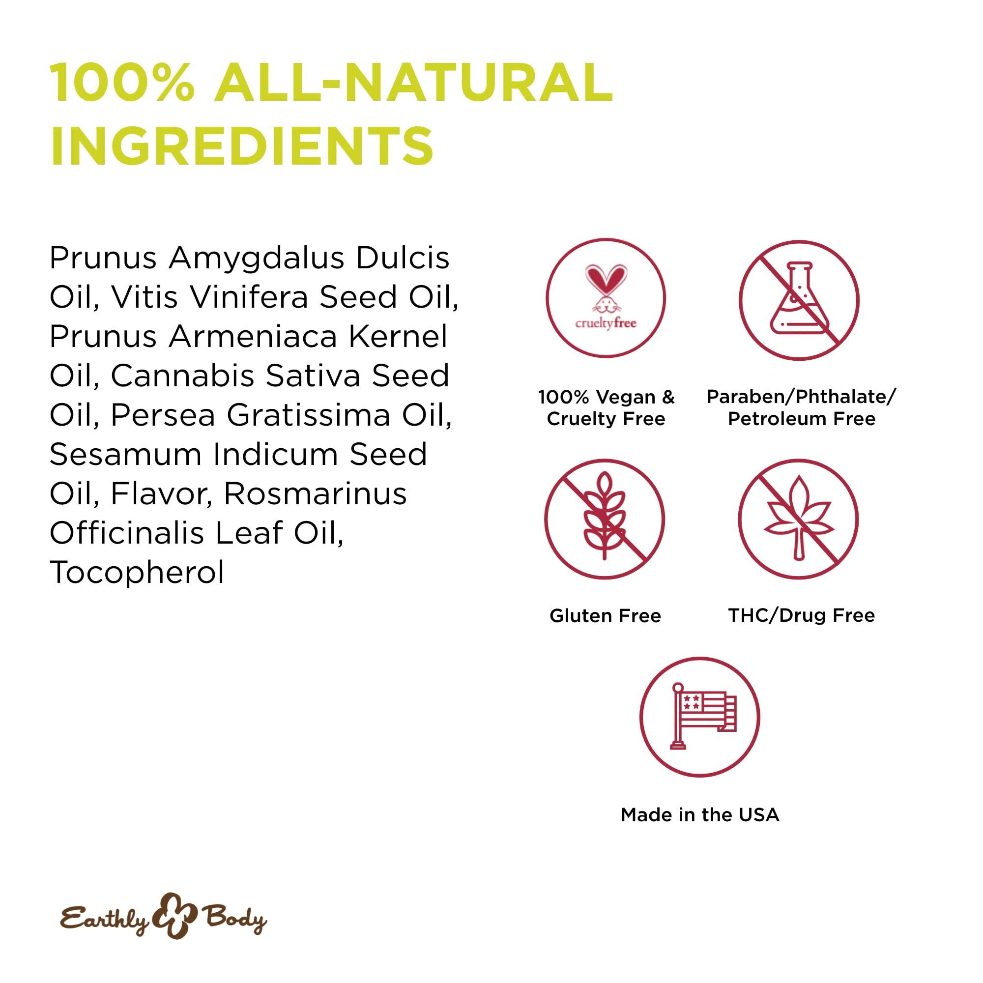 Earthly Body Edible Massage Oil, Strawberry - 8 fl. oz. - Hemp Seed, Almond, Grapeseed, Apricot & Vitamin E Oil - Vegan & Cruelt