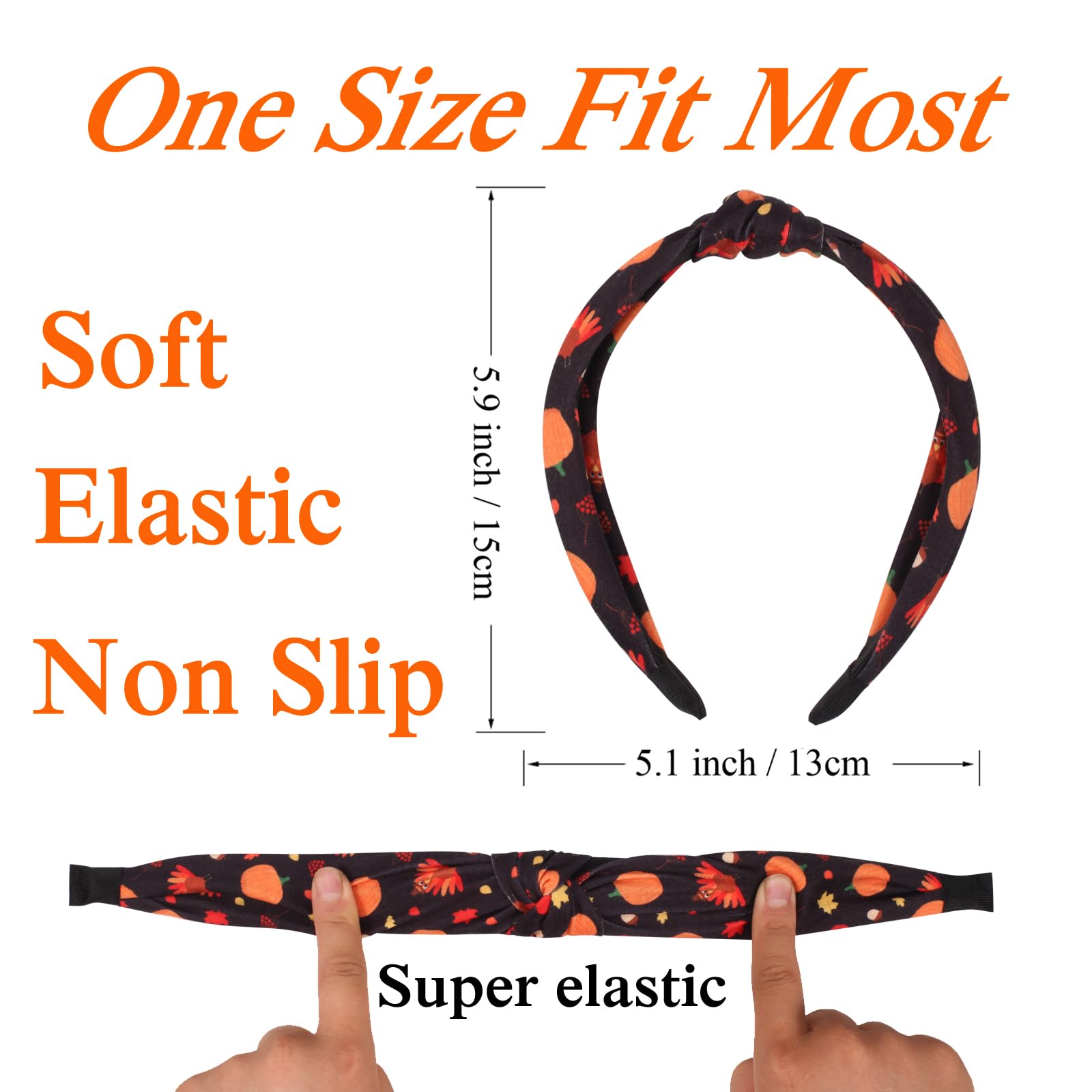 Ardorchid 4PCS Thanksgiving Day Headbands for Women Girls Knot Wide Fall Turkey Hairbands Fruit Hat Pumpkin Corn Non Slip Elasti