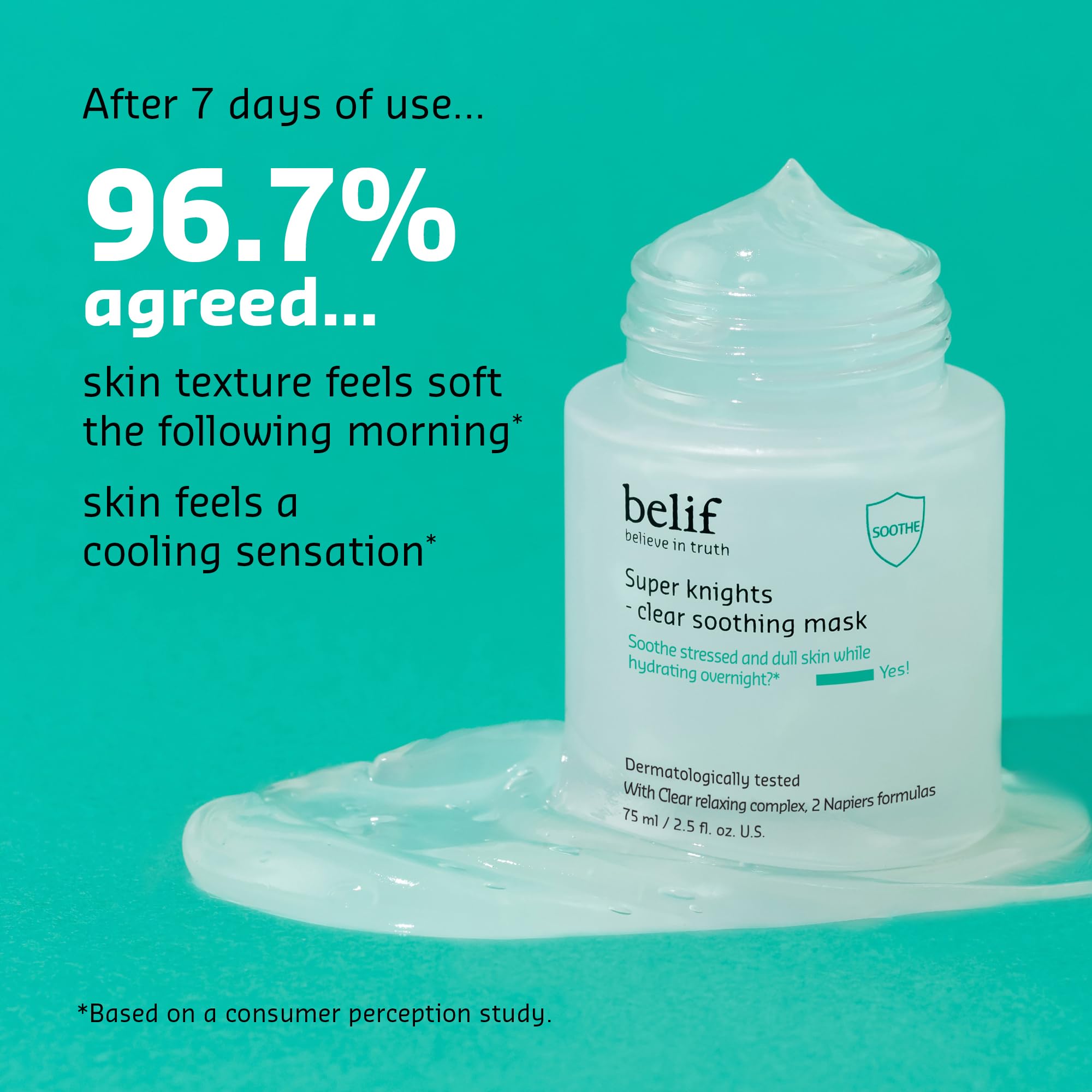 Belif Super Knight Clear Soothing Mask, Overnight Hydrating Face Mask, Lightweight, Cooling & Antioxidant-Rich, Squalane, No Was