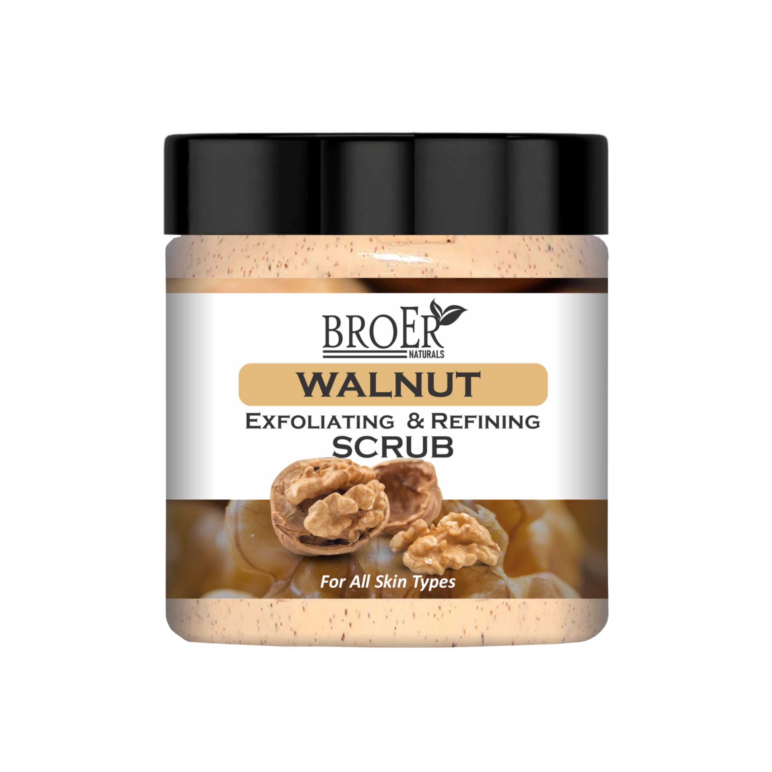 Broer Naturals Walnut Face & Body Scrub With Natural Exfoliating Walnut Shells | Removes Dead Skin, Tan & Blackheads | For Men &