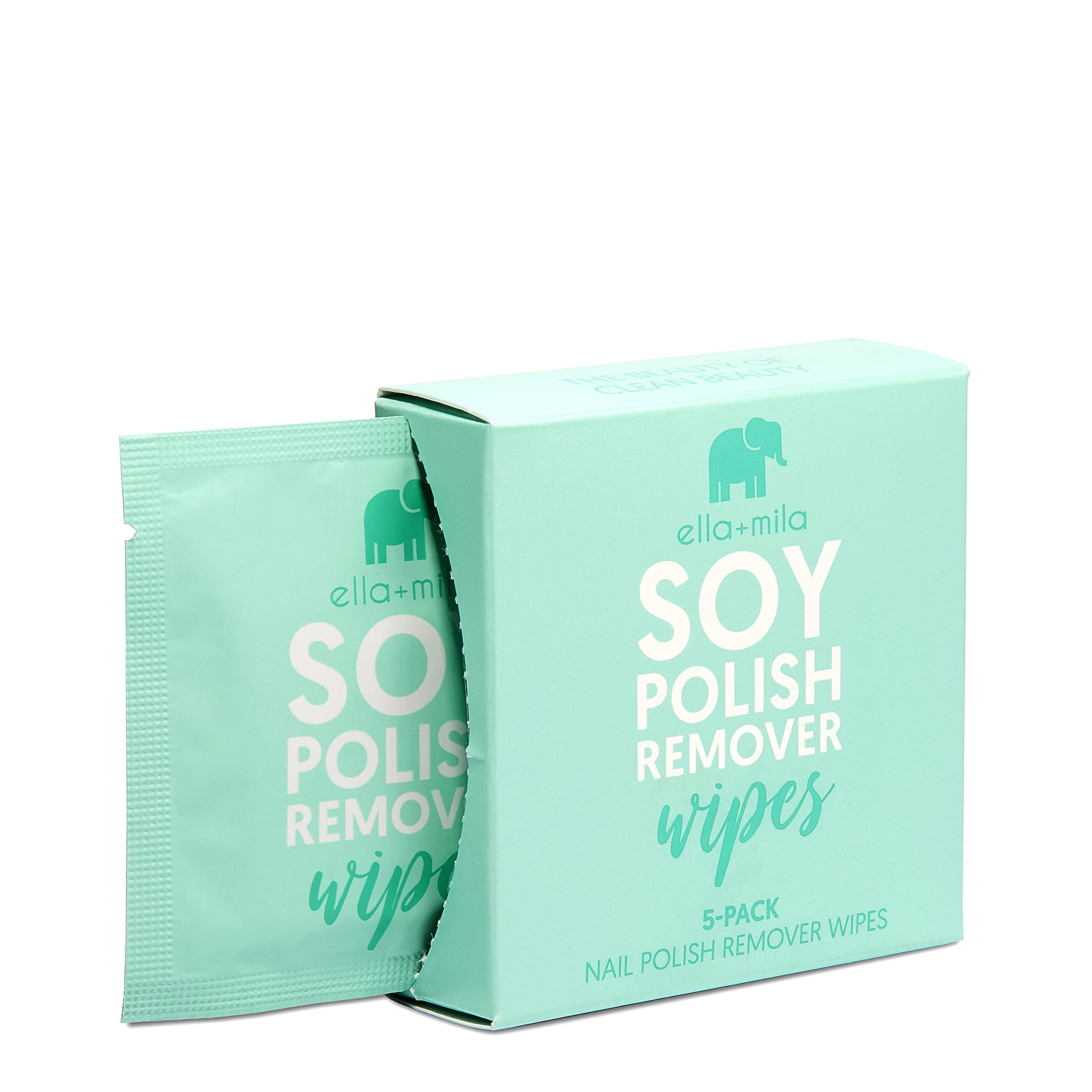 Ella+Mila Soy Nail Polish Remover Wipes Non-Acetone Lint Free Nail Wipes - Non-Toxic Fingernail Polish Remover - Unscented & Enr