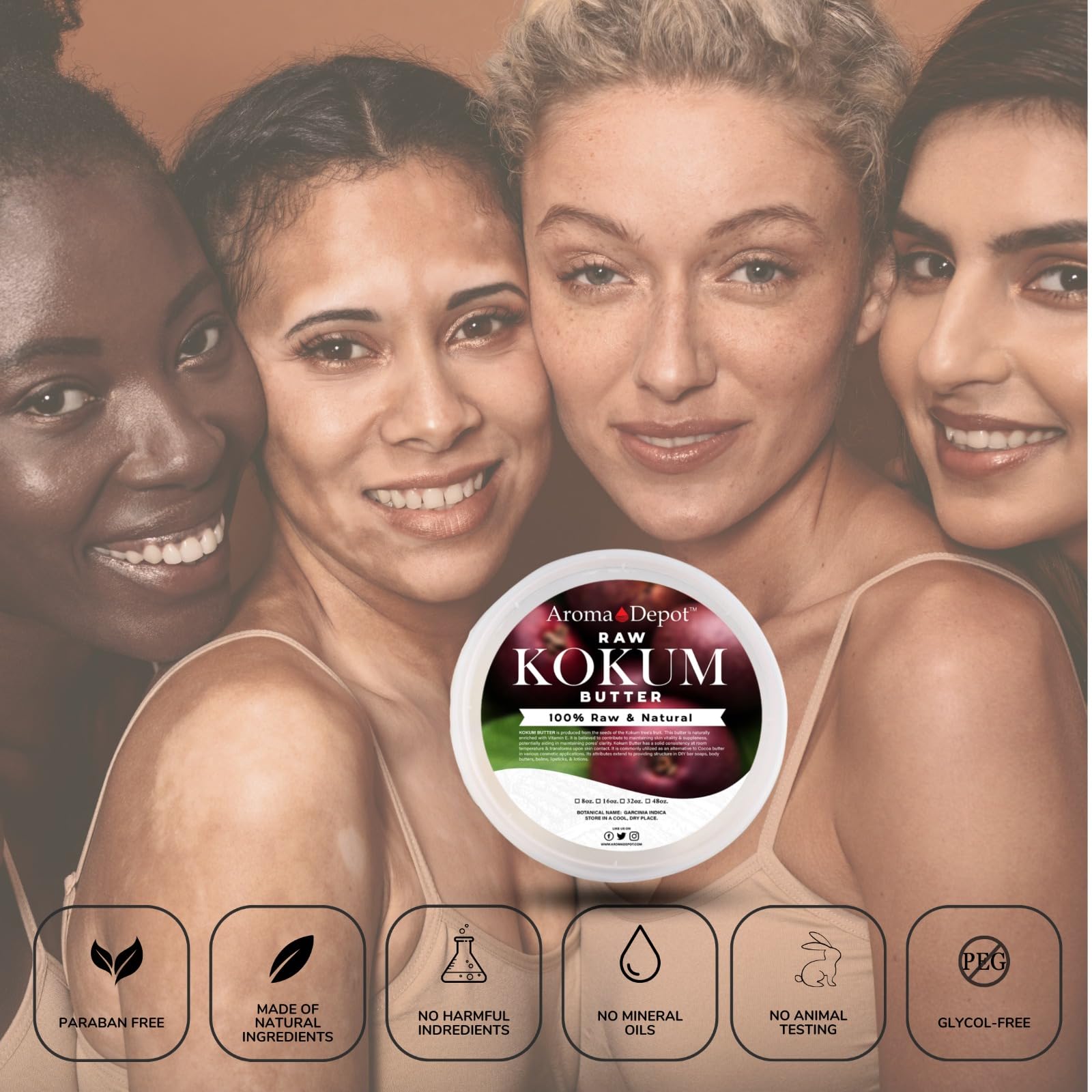 Aroma Depot 12 Oz Raw Kokum Butter Great For Skin, Body, And Hair. 100% Pure I Natural I Cold Pressed I Thickener For Body Butte
