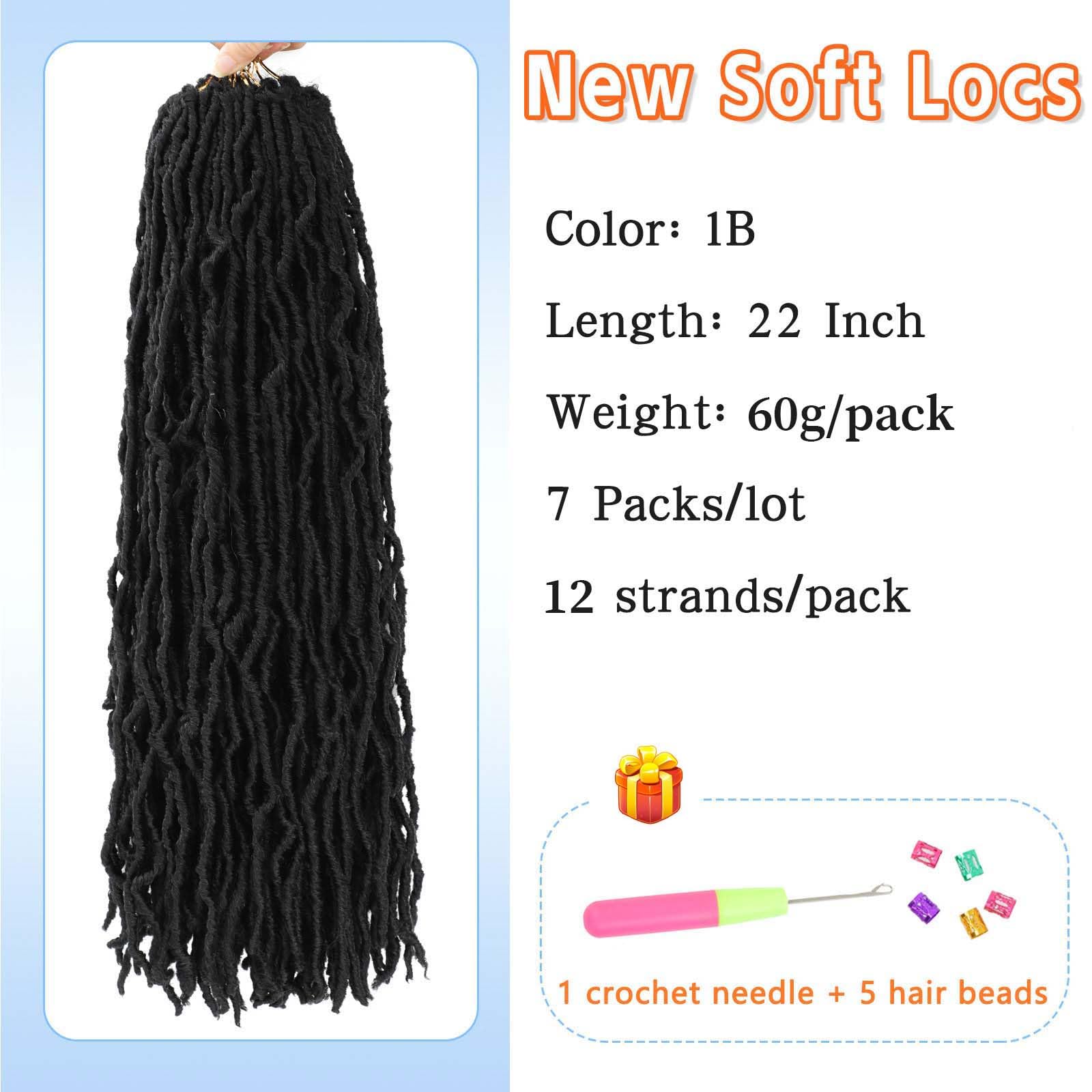 Faux Locs Crochet Hair 22 Inch 7 Packs Soft Locs Crochet Braids Pre Looped Crochet Locs For Women Natural Black Butterfly Faux L