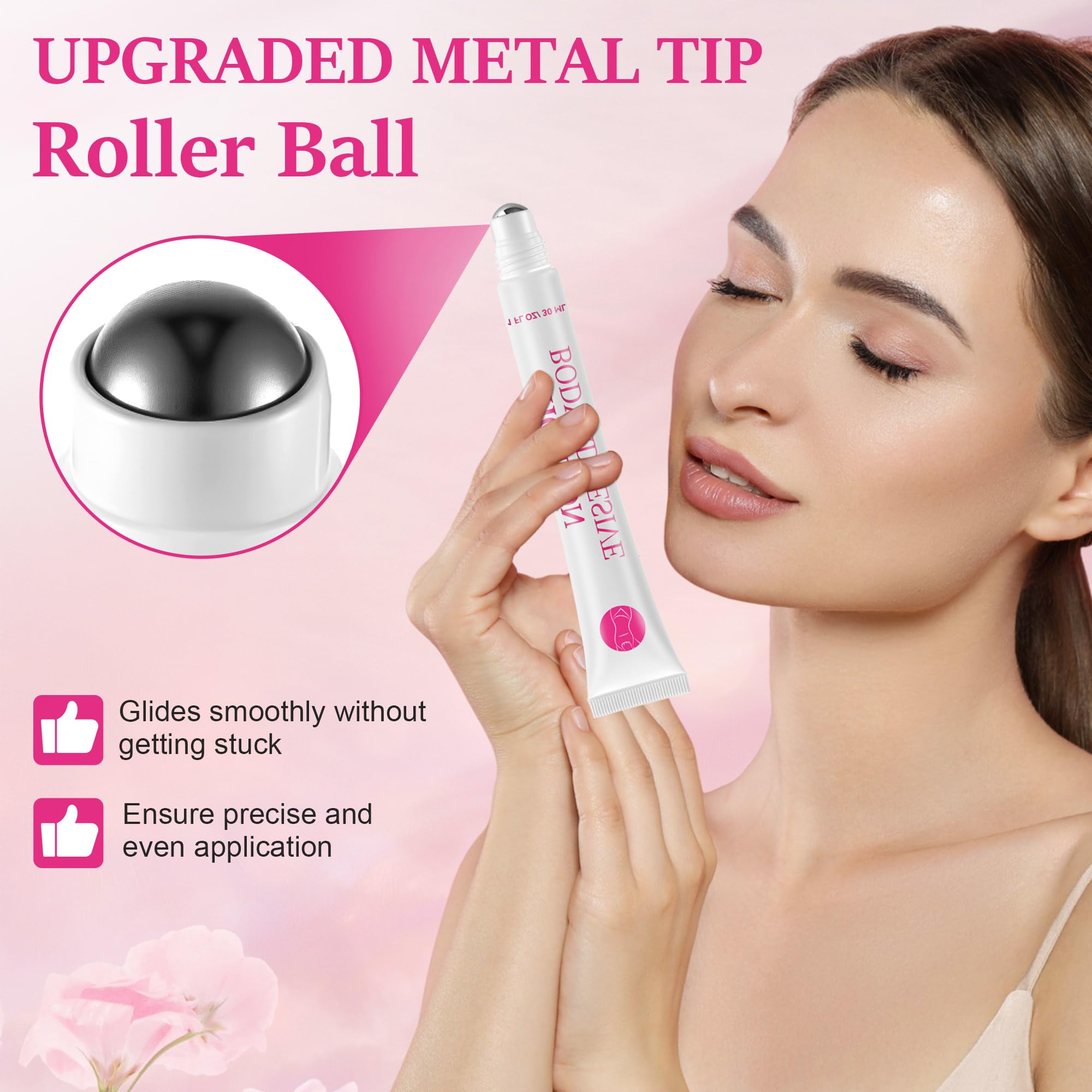 Geiserailie 1 Pcs Roll On Body Adhesive with Metal Tip Roller Ball, 1oz Sweat Resistant Stay On Body Adhesive, Clear & Non Toxic