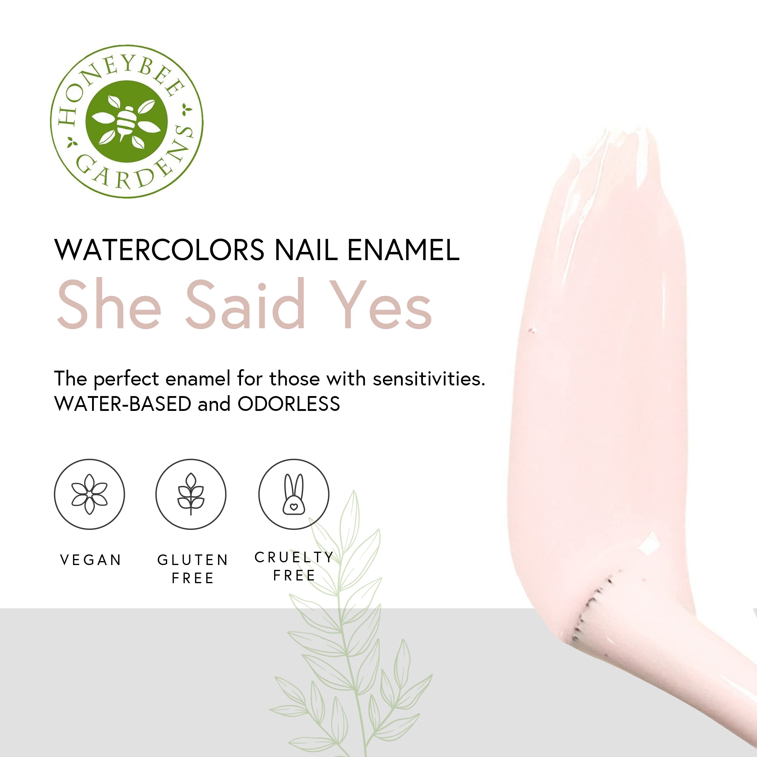 Honeybee Gardens Water-Based Nail Enamel, She Said Yes, Matte Opaque Light Pastel Pink, Eco-Friendly, Odorless & Vibrant Polish,
