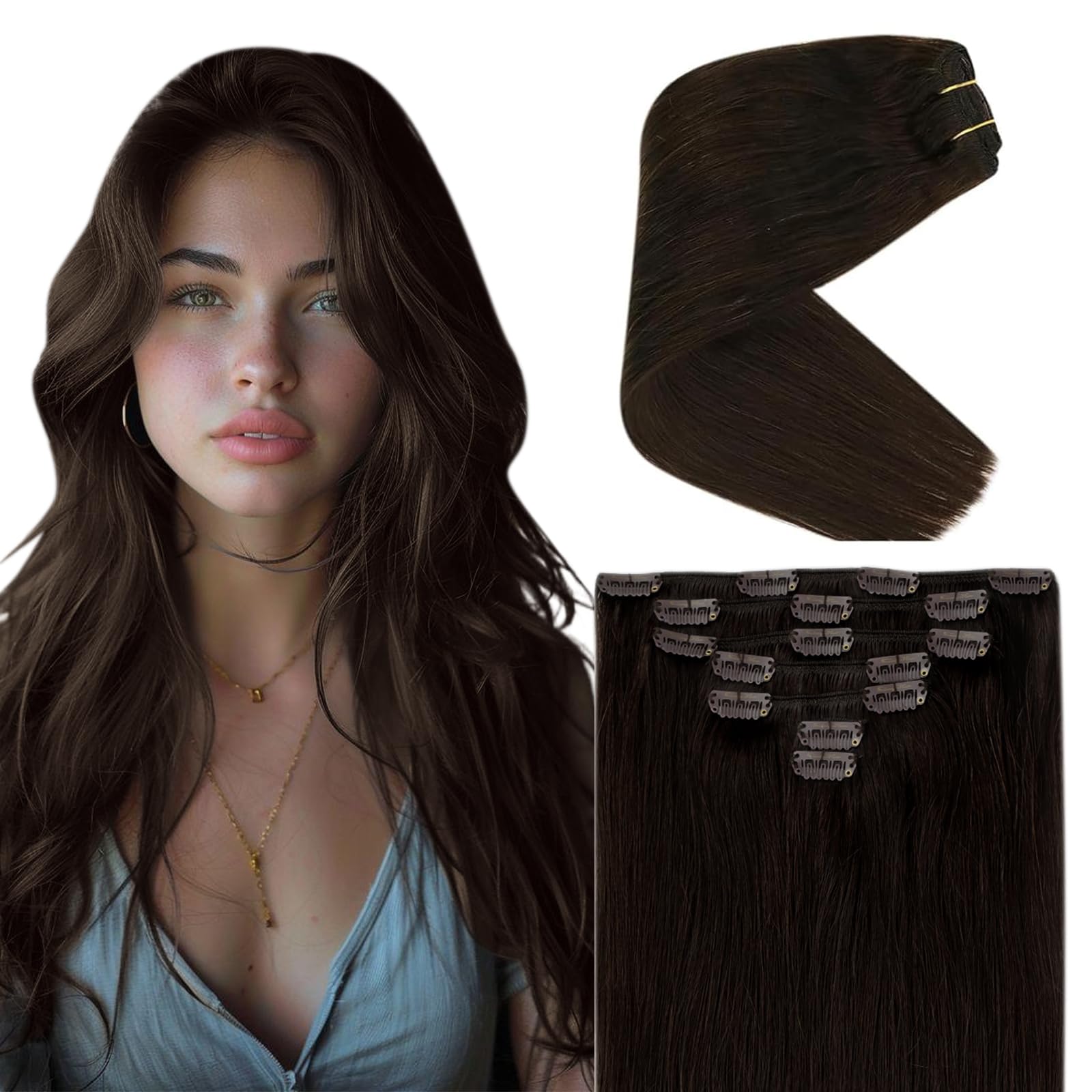 Ve Sunny Clip In Hair Extensions Real Human Hair Brown Human Hair Clip In Extensions Brazilian Hair Brown Clip In Human Hair Ext