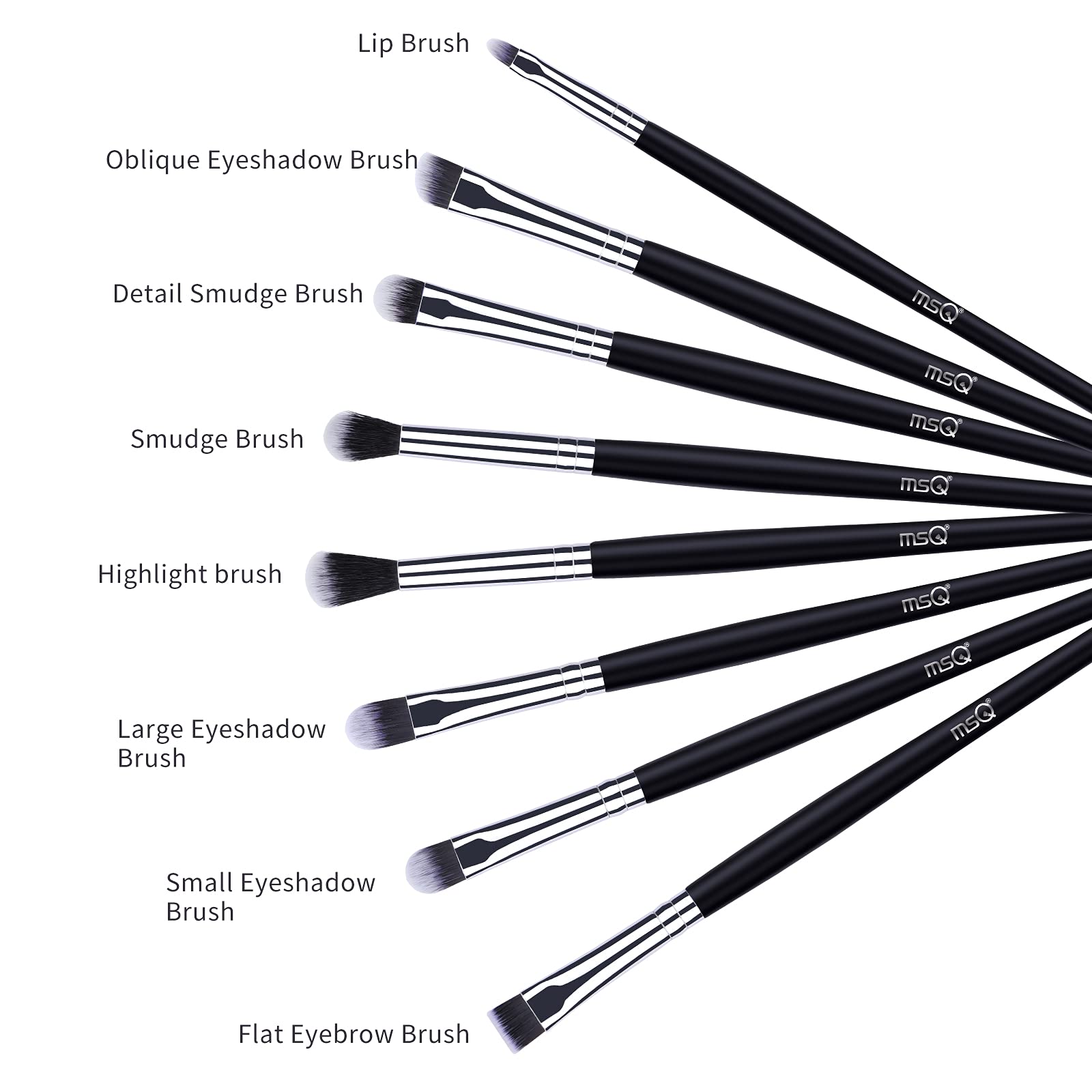 Msq Eye Makeup Brushes Eyeshadow Makeup Brushes Set With Soft Synthetic Hairs & Real Wood Handle For Eyeshadow, Eyebrow, Eyeline